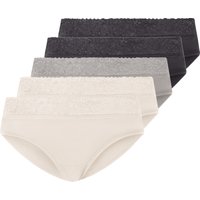 ESMARA® Damen Hipster, 5 Stück (grau/creme, M(40/42))