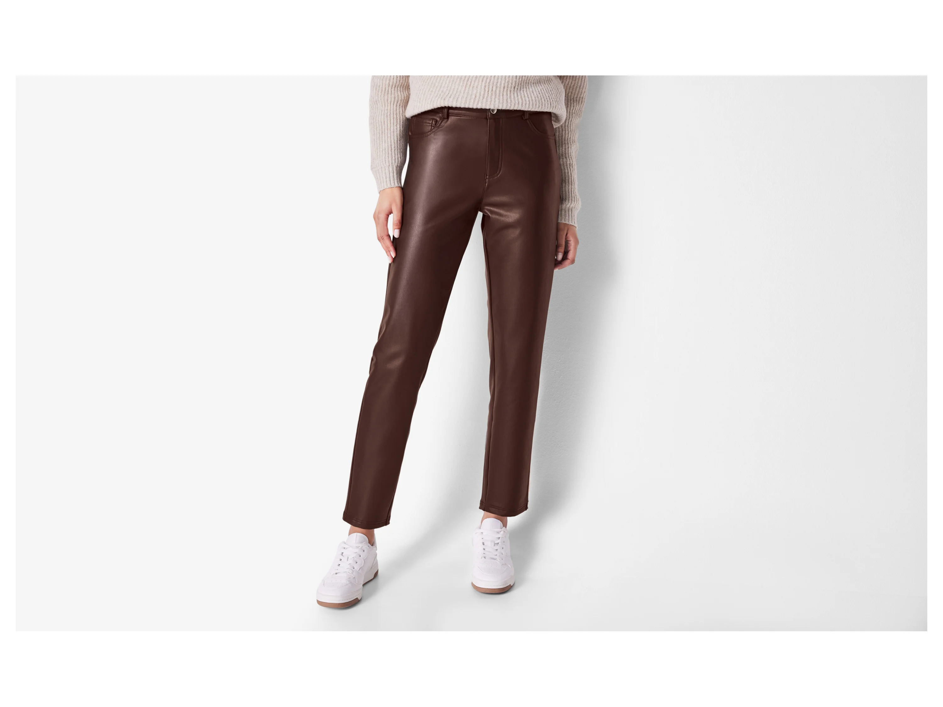 ESMARA® Damen Hose, in Lederoptik (Braun, 40) – Bild 2 von 3
