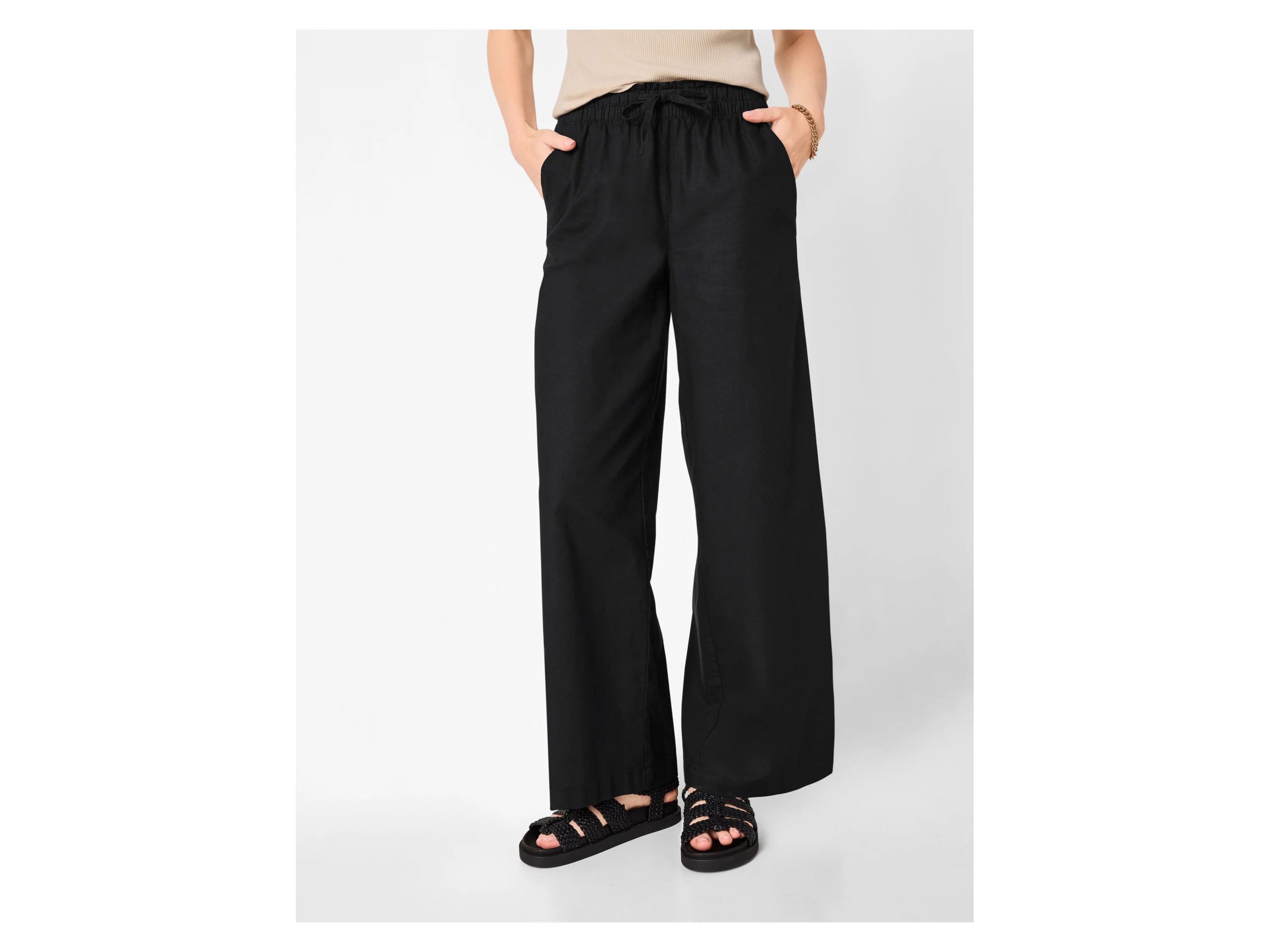 ESMARA® Damen Hose mit Leinen (Schwarz, XS(32/34)) – Bild 2 von 4
