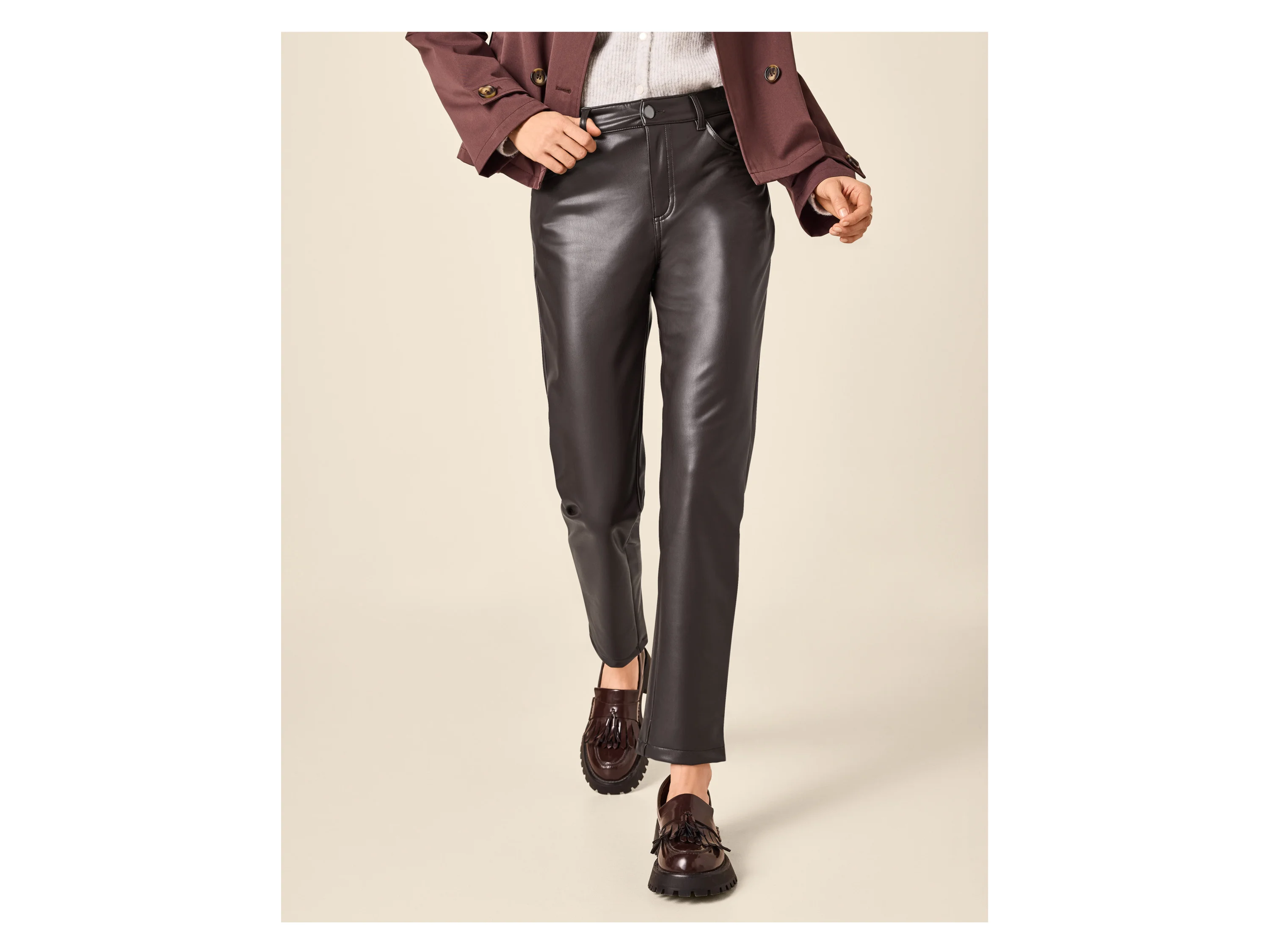 ESMARA® Damen Hose Slim Fit (Braun, 42) – Bild 2 von 4
