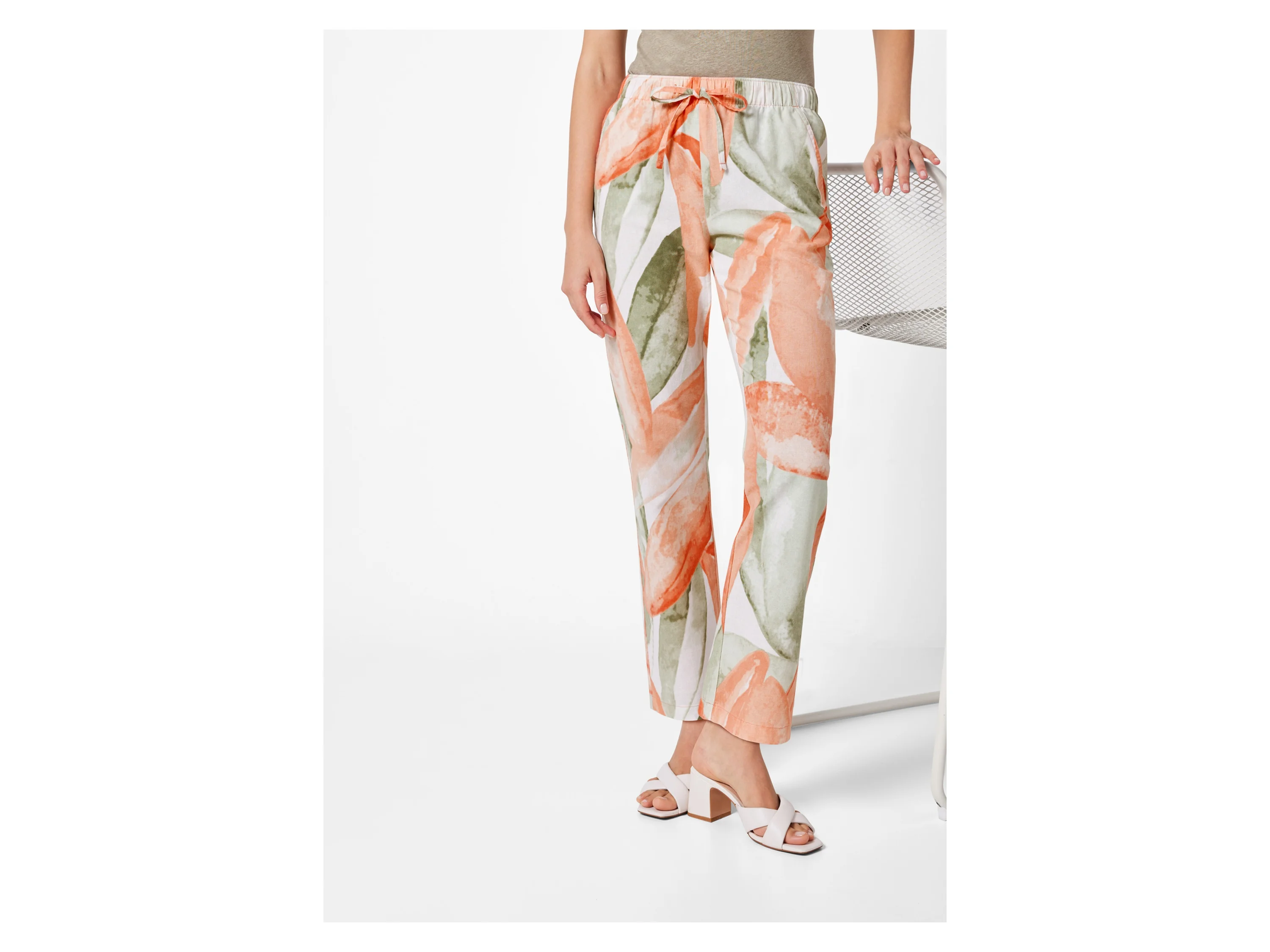 ESMARA® Damen Hose Web (koralle/olive, 46) – Bild 2 von 4