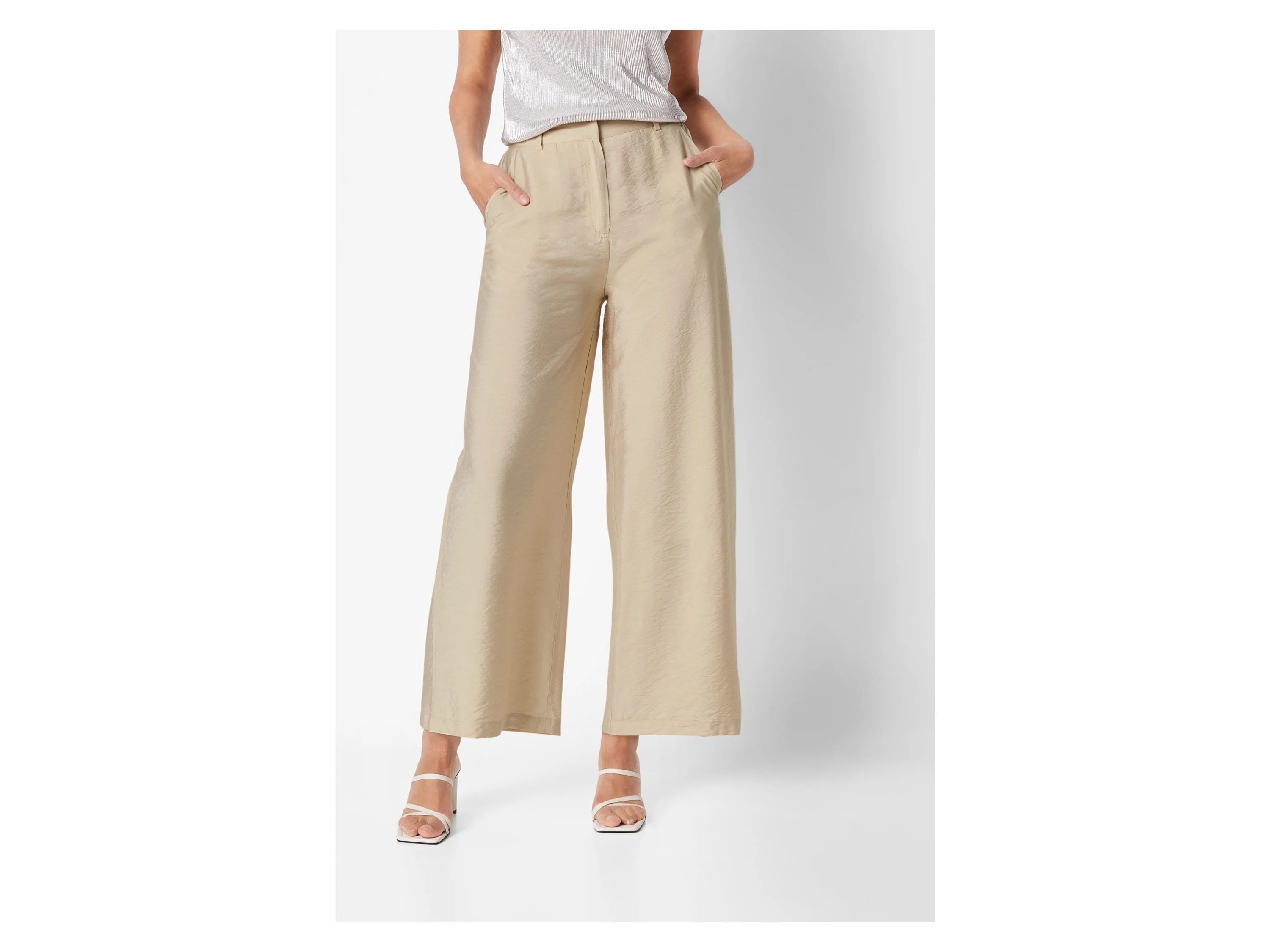 ESMARA® Damen Hose Wide Leg (Beige, 38) – Bild 2 von 3
