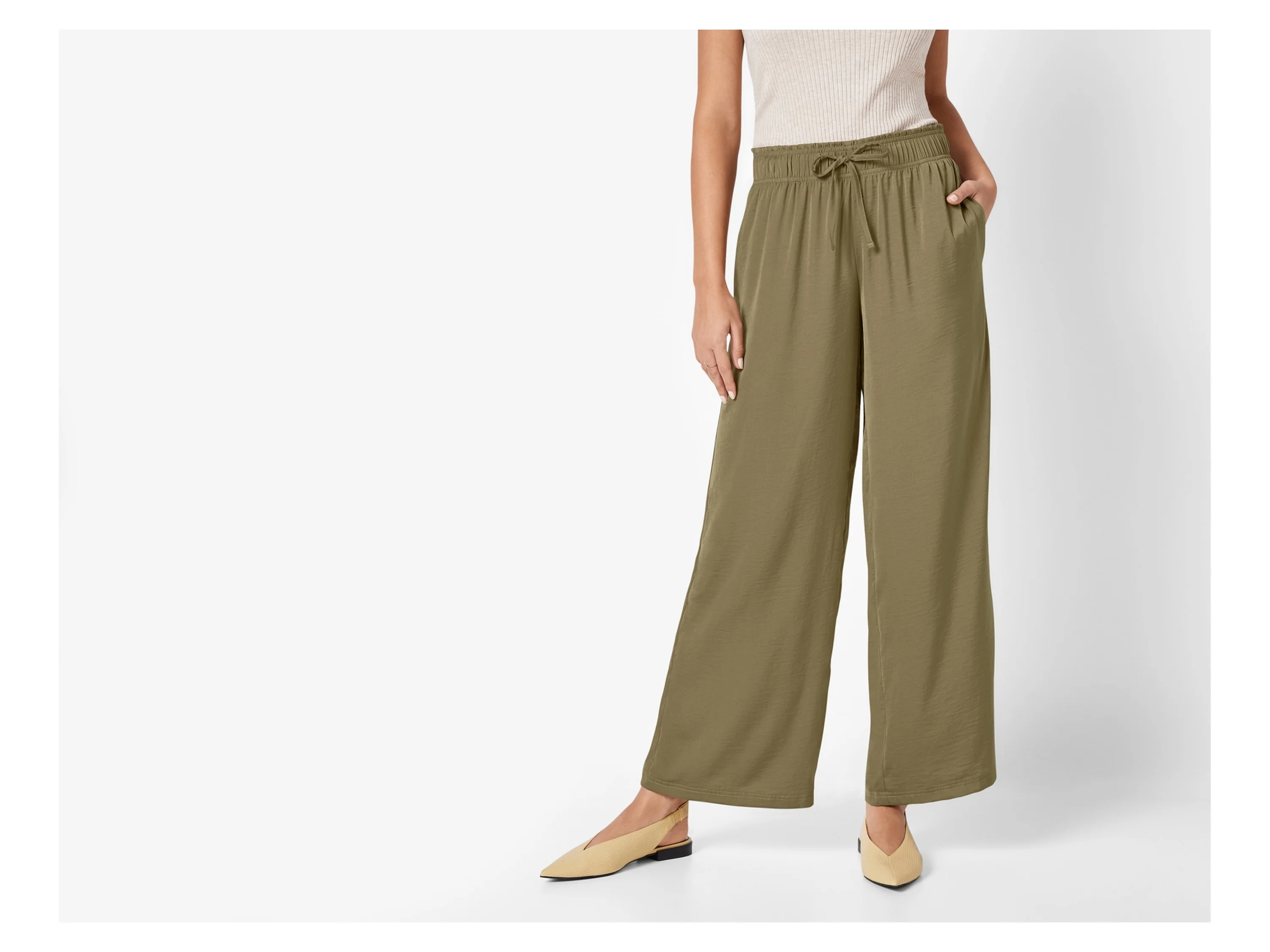 ESMARA® Damen Hose Wide Leg (Khaki, XS(32/34)) – Bild 2 von 4