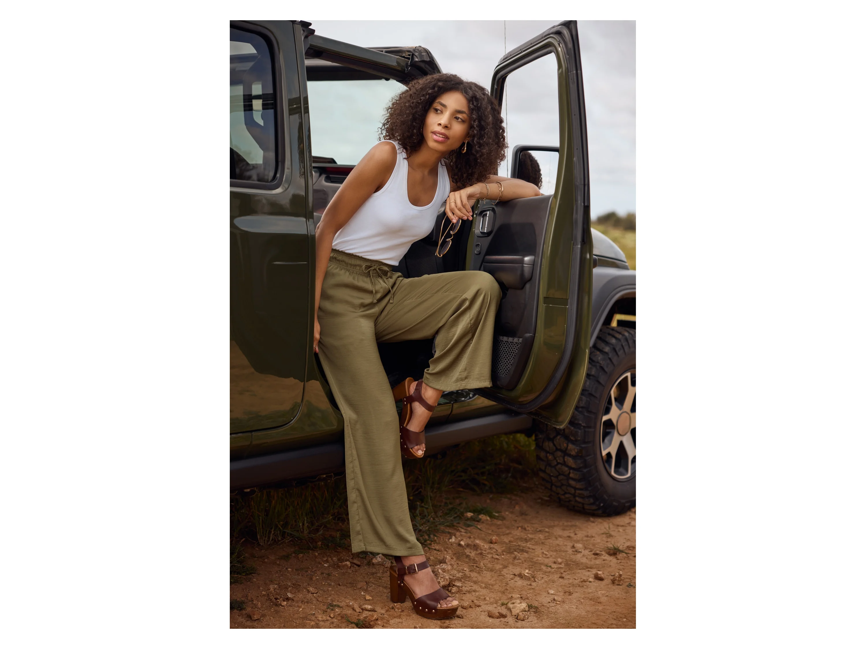 ESMARA® Damen Hose Wide Leg (Khaki, XS(32/34)) – Bild 4 von 4