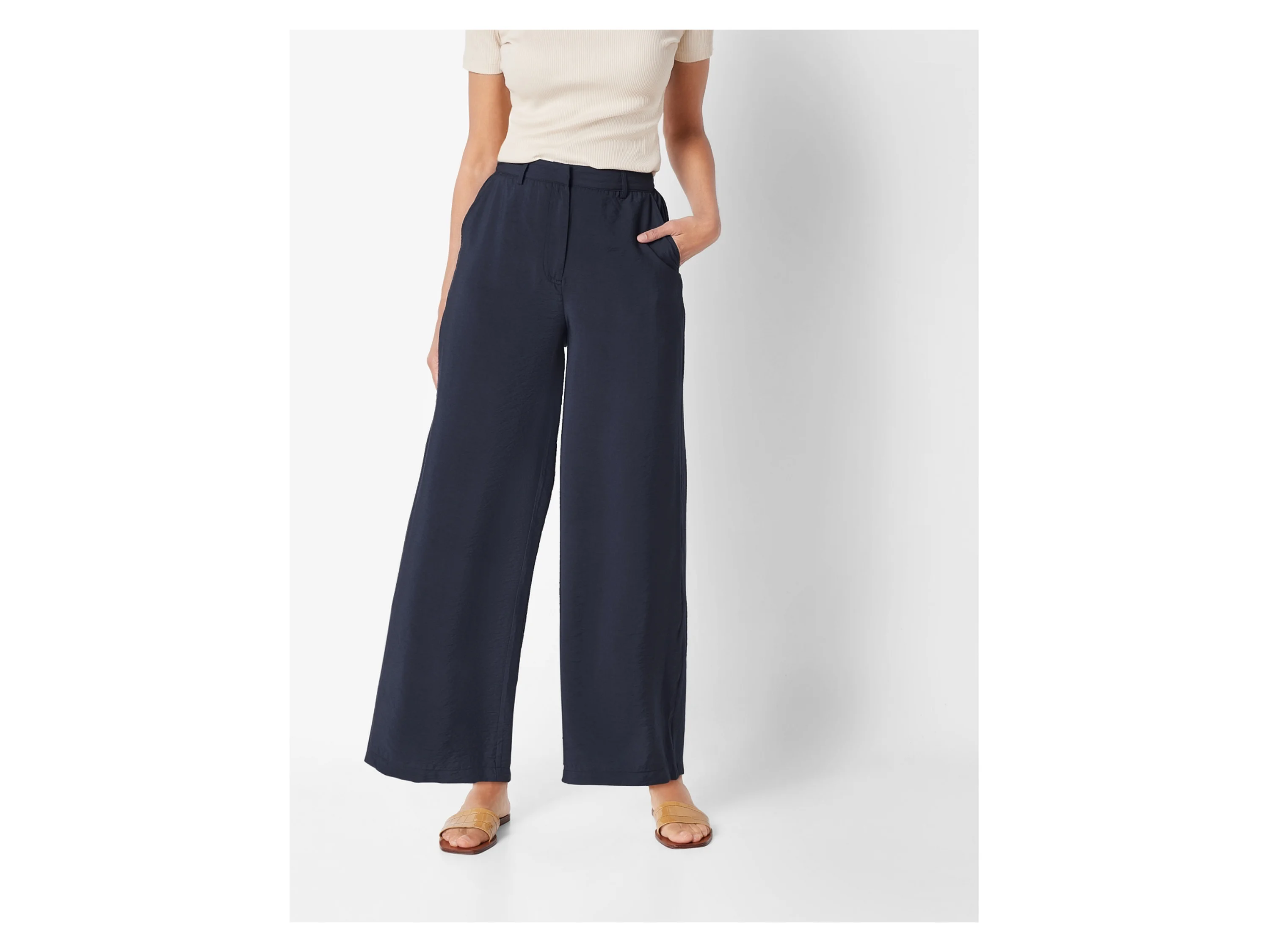 ESMARA® Damen Hose Wide Leg (Navy, 36) – Bild 2 von 3