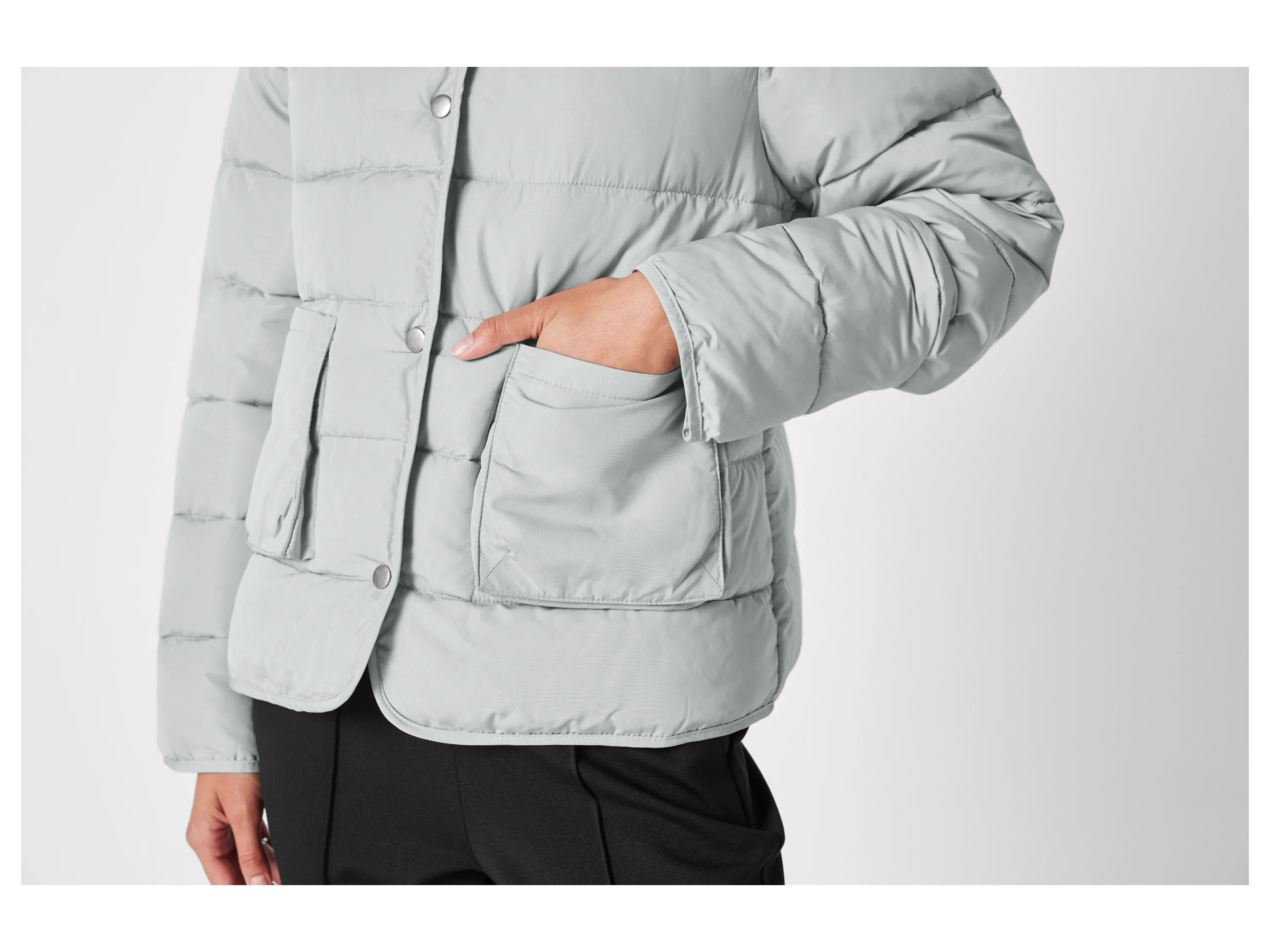 ESMARA® Damen Jacke Lightweight (Grau, L(44/46)) – Bild 4 von 4