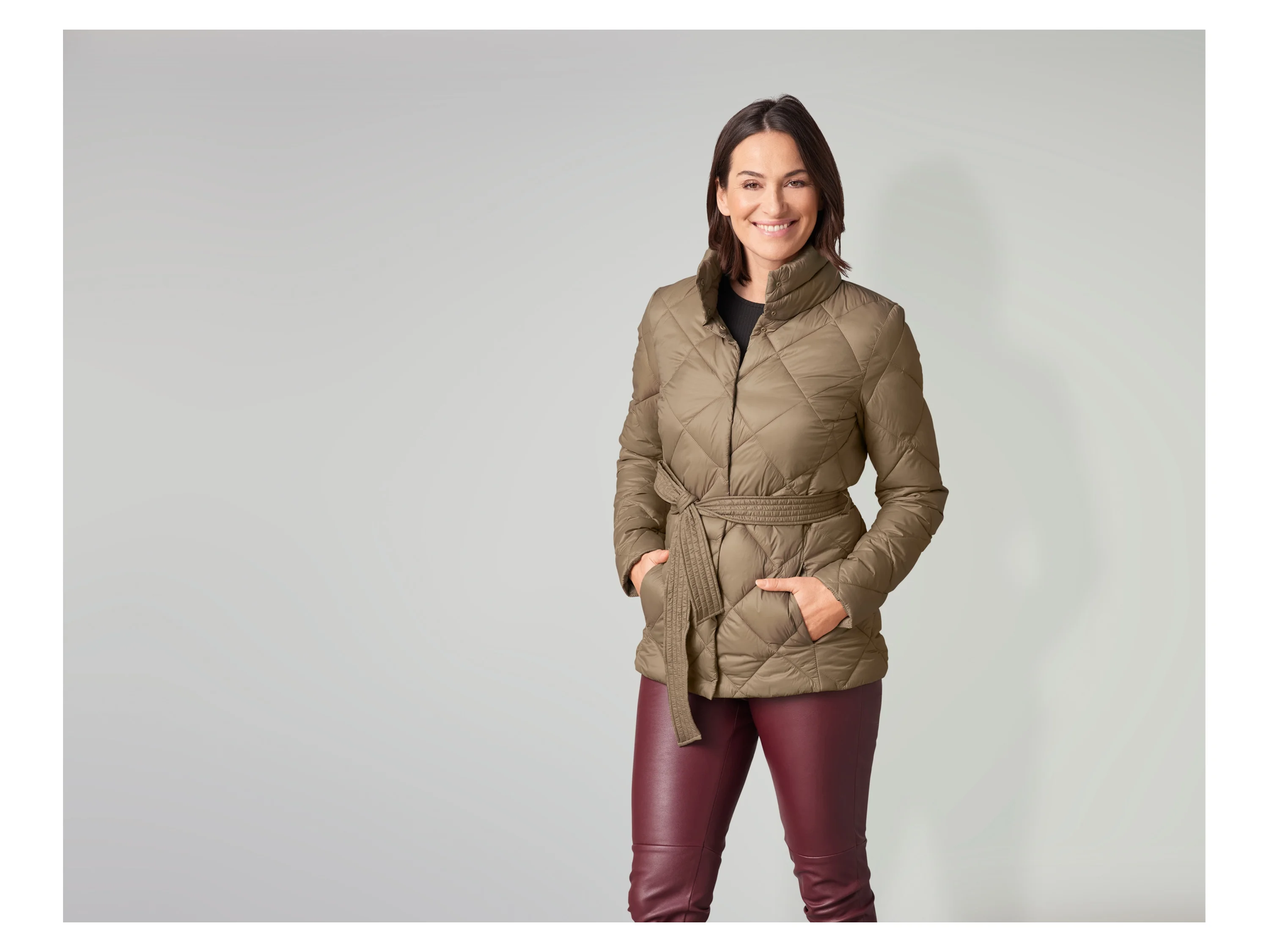ESMARA® Damen Jacke mit Gürtel (Beige, XS(32/34)) – Bild 2 von 3