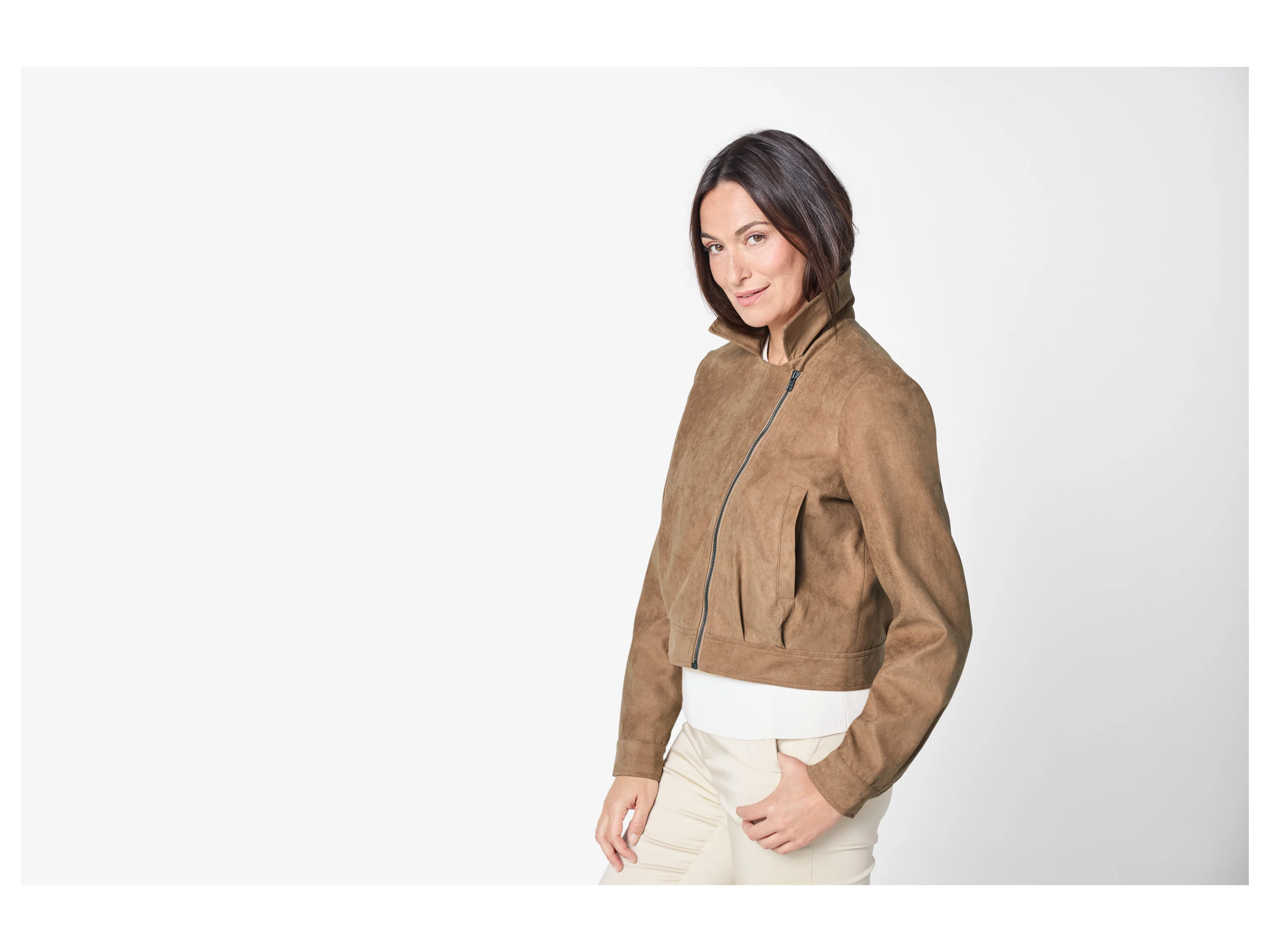 ESMARA® Damen Jacke Velours (Braun, XS(32/34)) – Bild 2 von 3