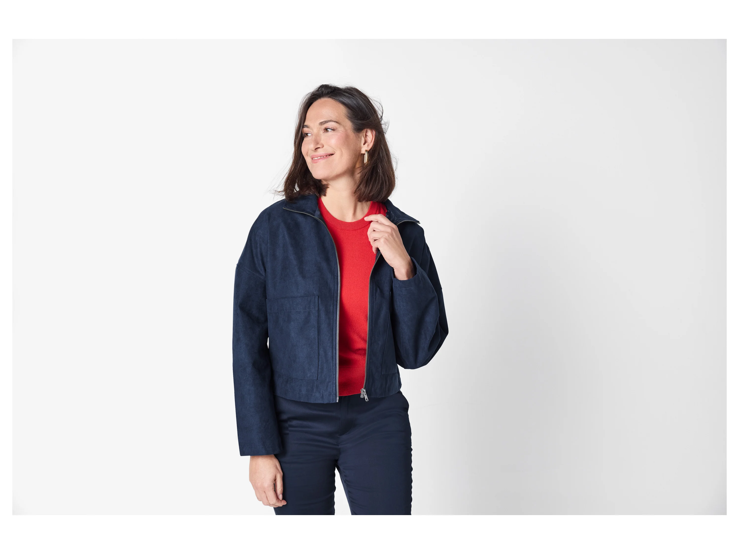 ESMARA® Damen Jacke Velours (Navy, M(40/42)) – Bild 2 von 3