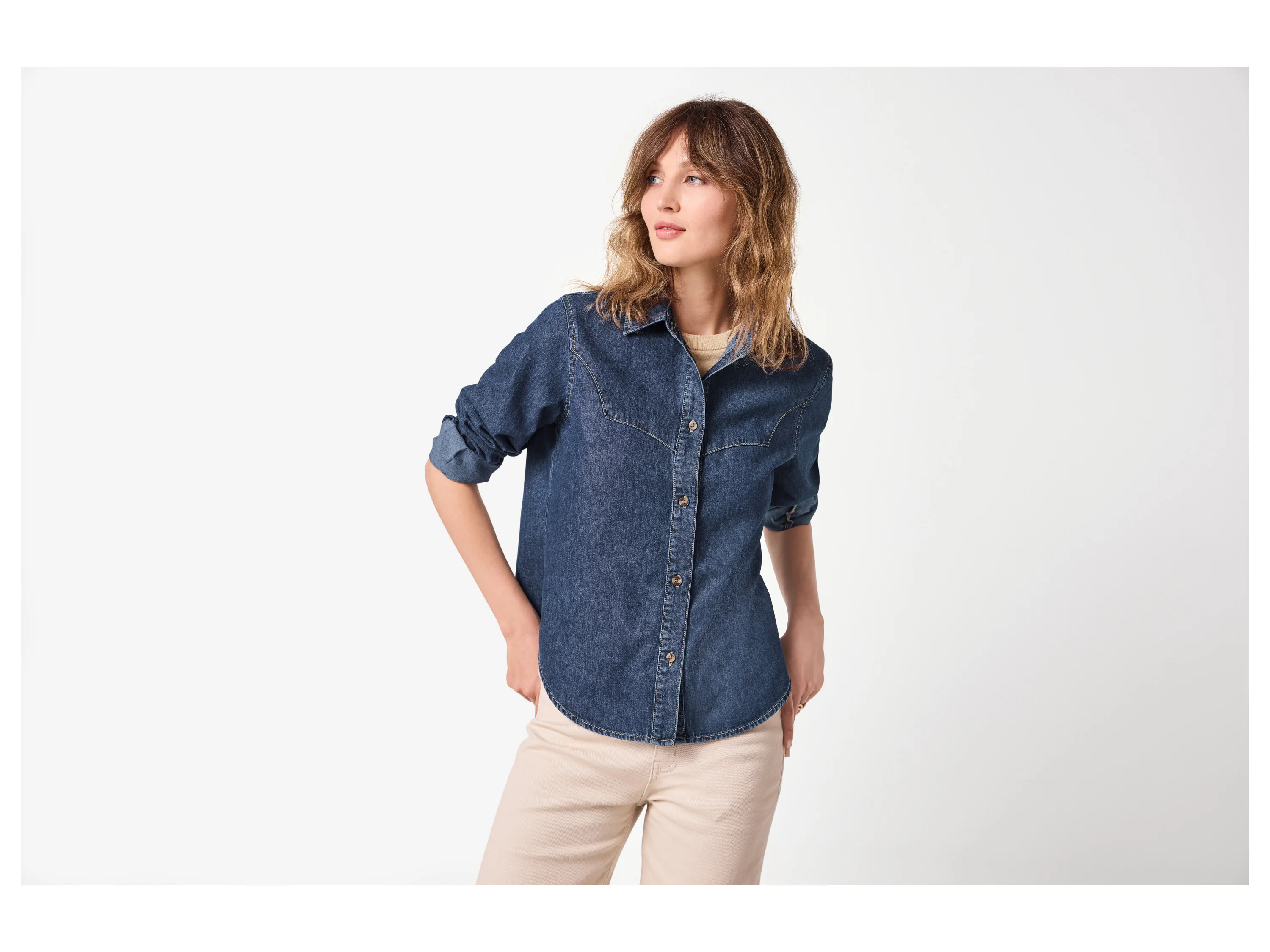 ESMARA® Damen Jeanshemd (Blau, 34) – Bild 2 von 4