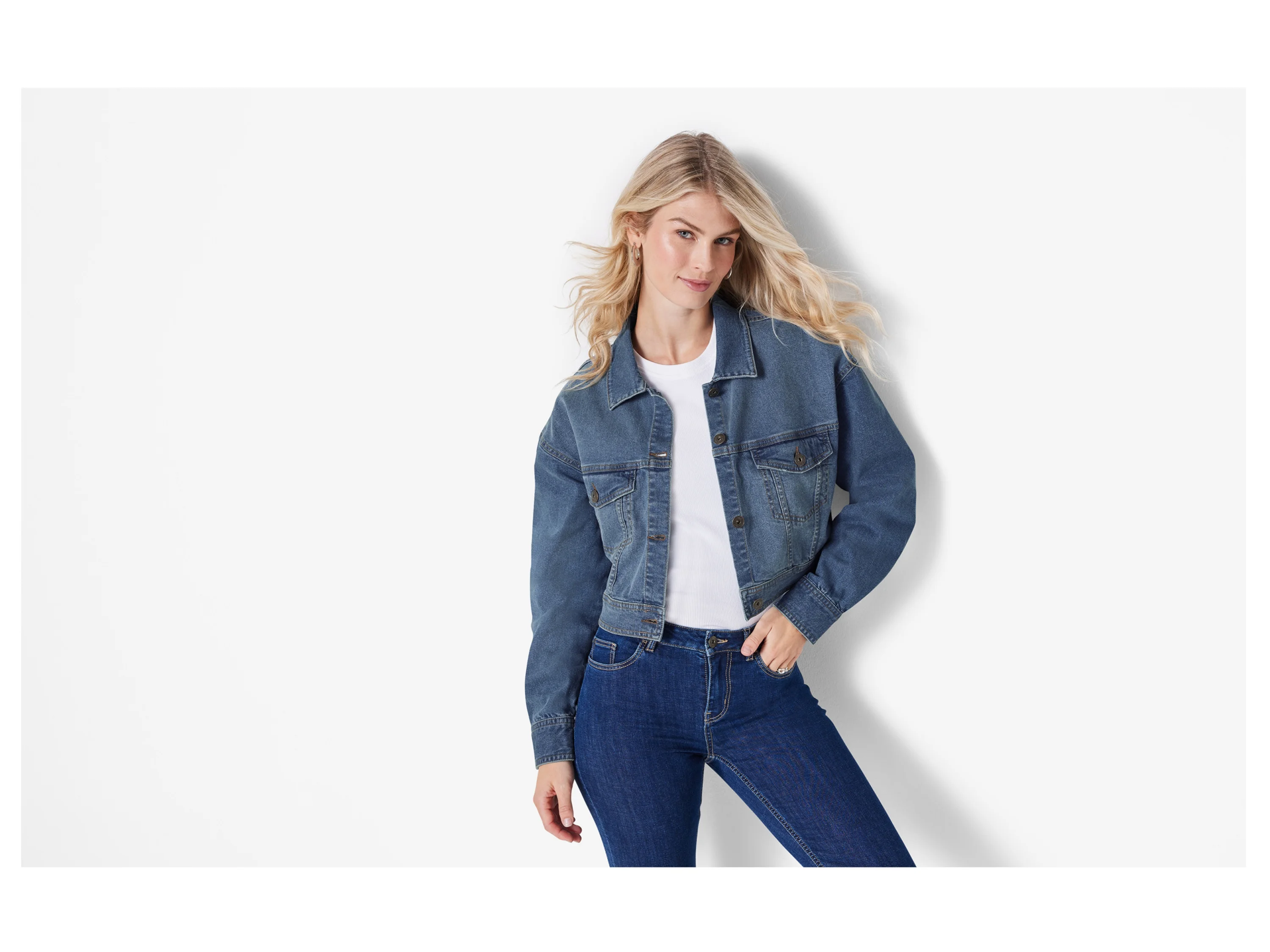 ESMARA® Damen Jeansjacke (Dunkelblau, 40) – Bild 2 von 3