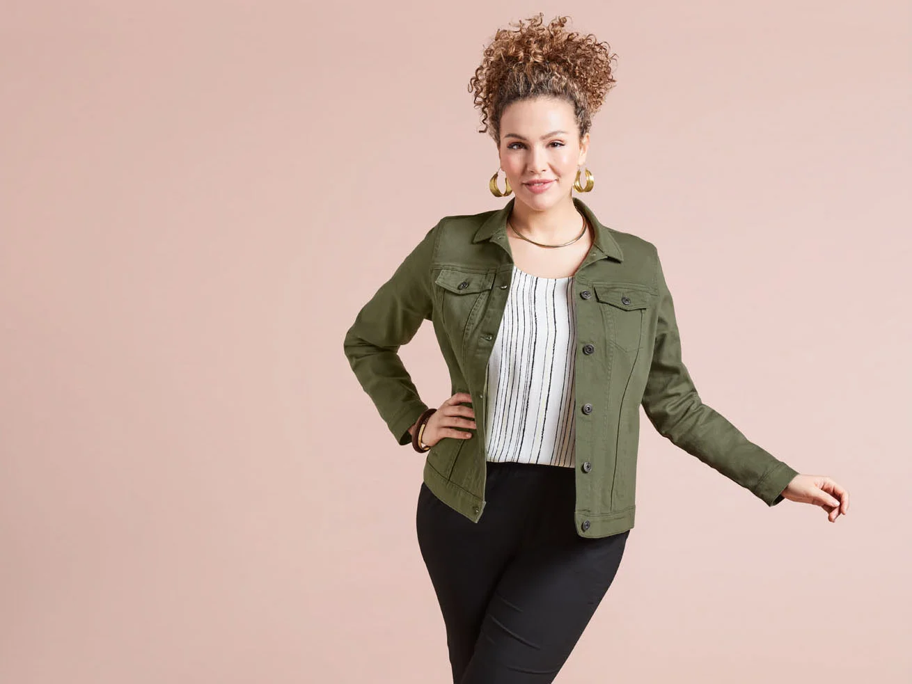 ESMARA® Damen Jeansjacke (Olive, 52) – Bild 2 von 4