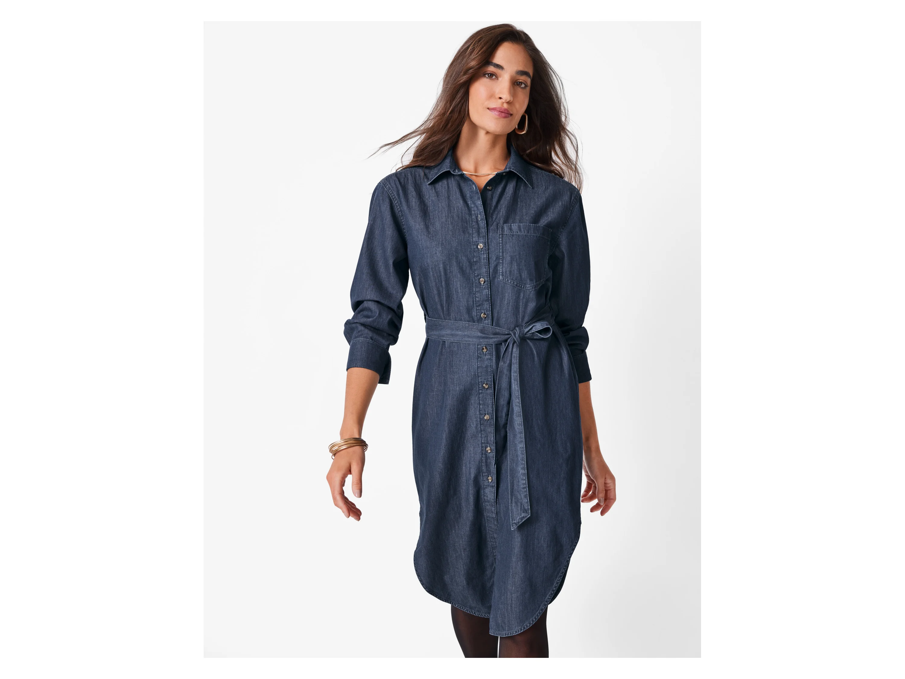 ESMARA® Damen Jeanskleid, mit Bindegürtel (Blau, 42) – Bild 2 von 4