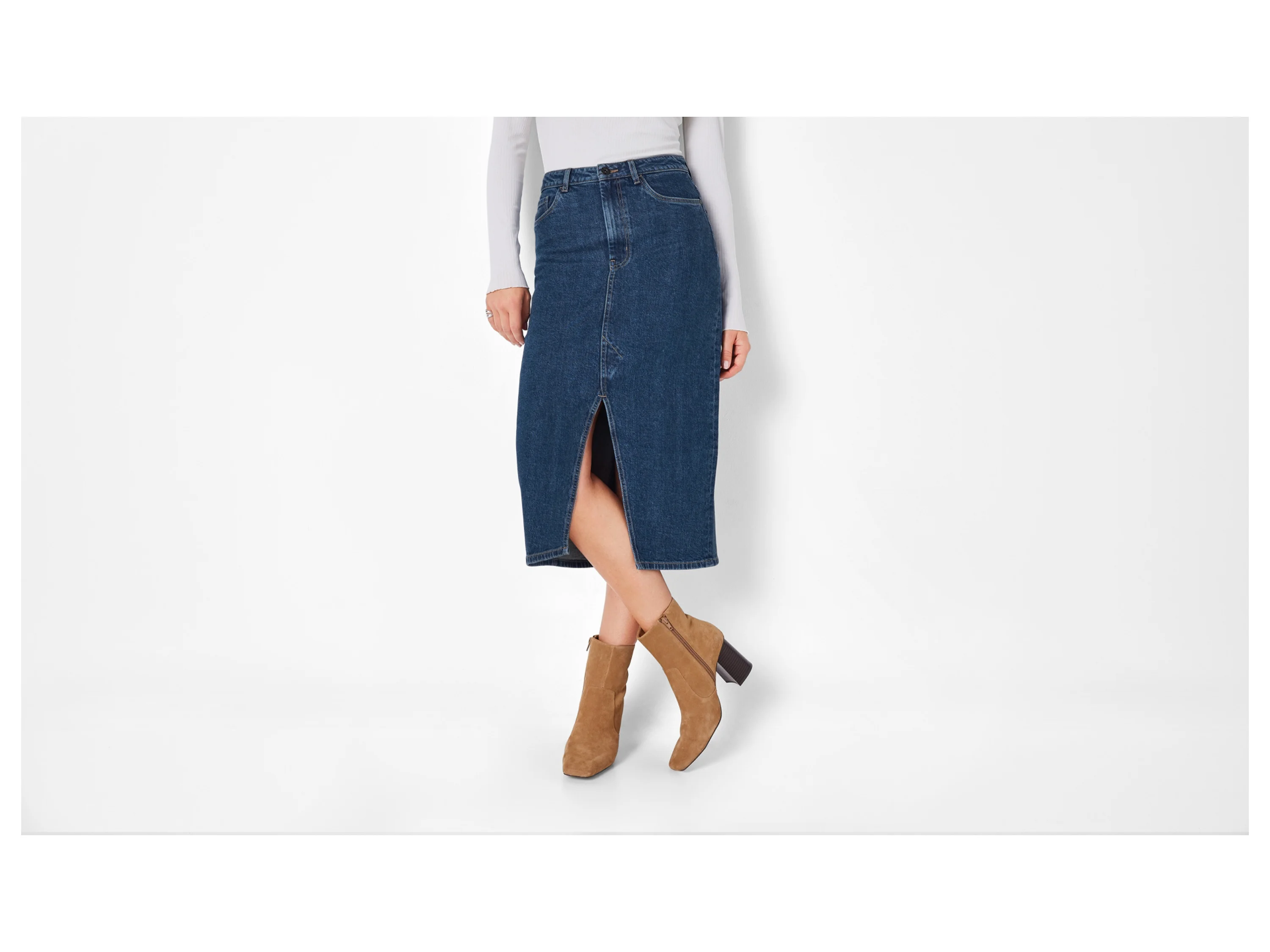 ESMARA® Damen Jeansrock Midi (Blau, 36) – Bild 2 von 3
