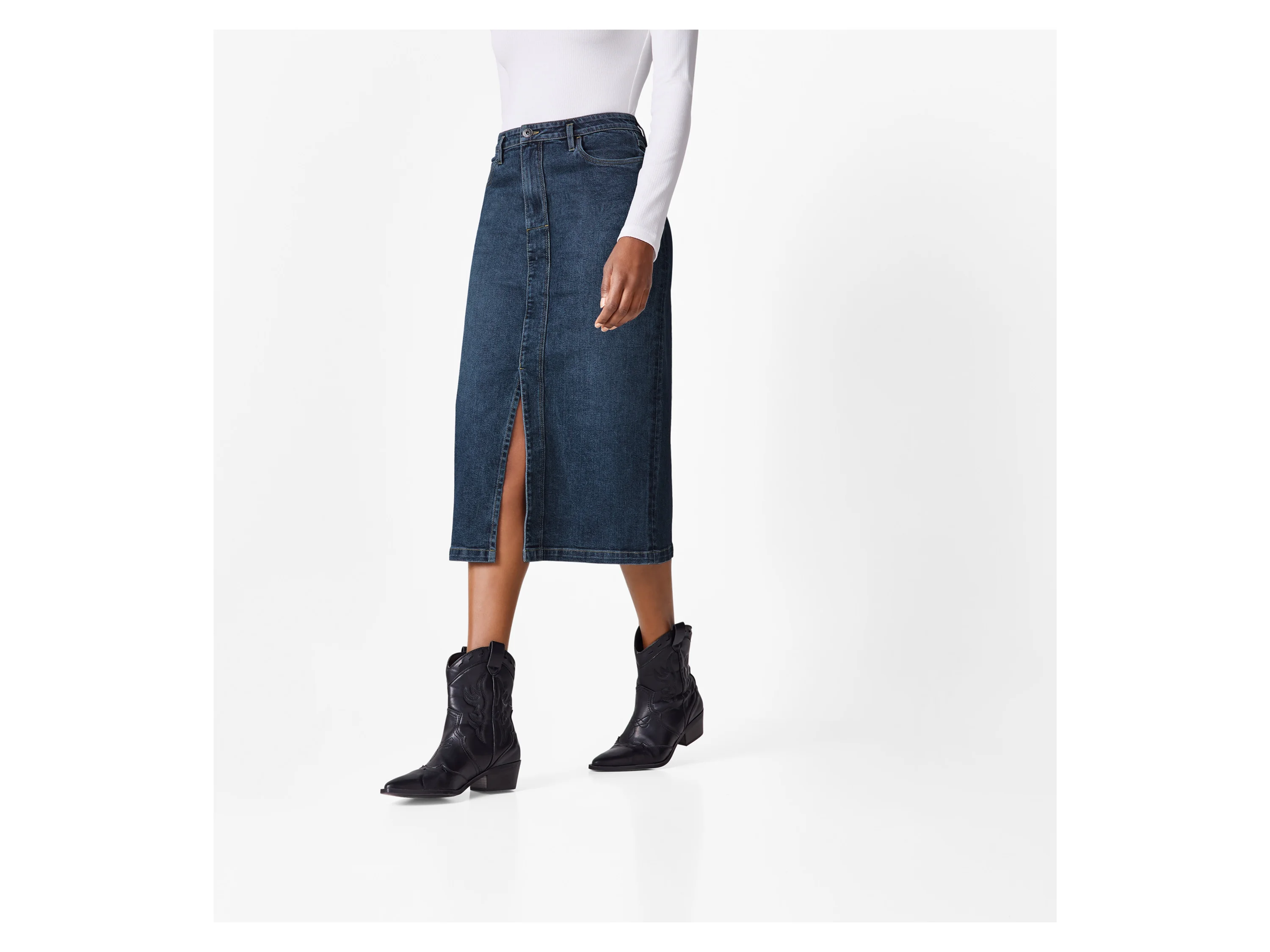 ESMARA® Damen Jeansrock Midi (Blau, 36) – Bild 2 von 4