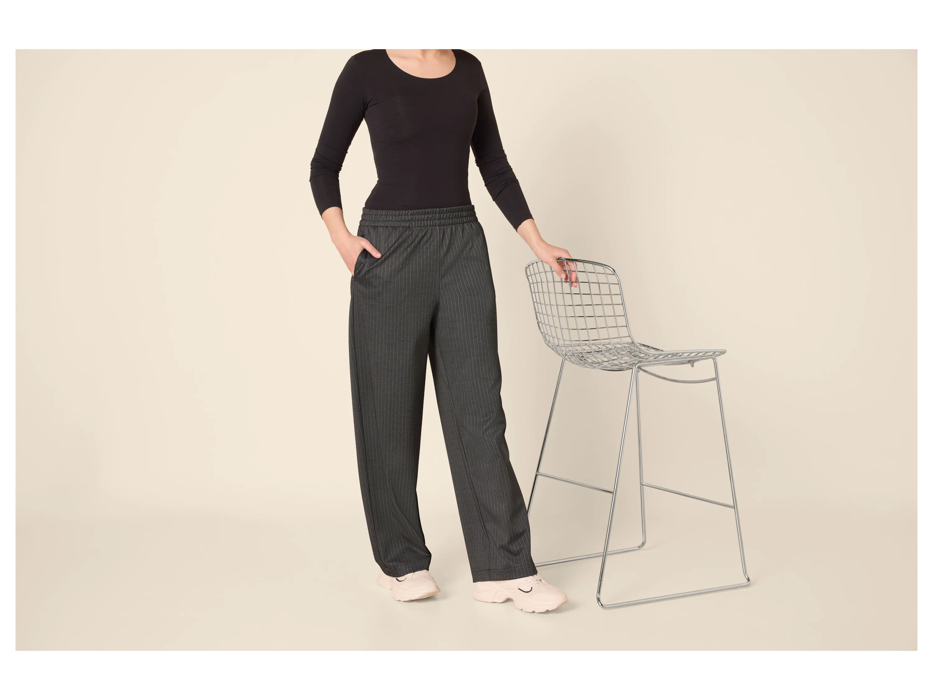 ESMARA® Damen Jogger Wide Leg (Anthrazit, L(44/46)) – Bild 2 von 4