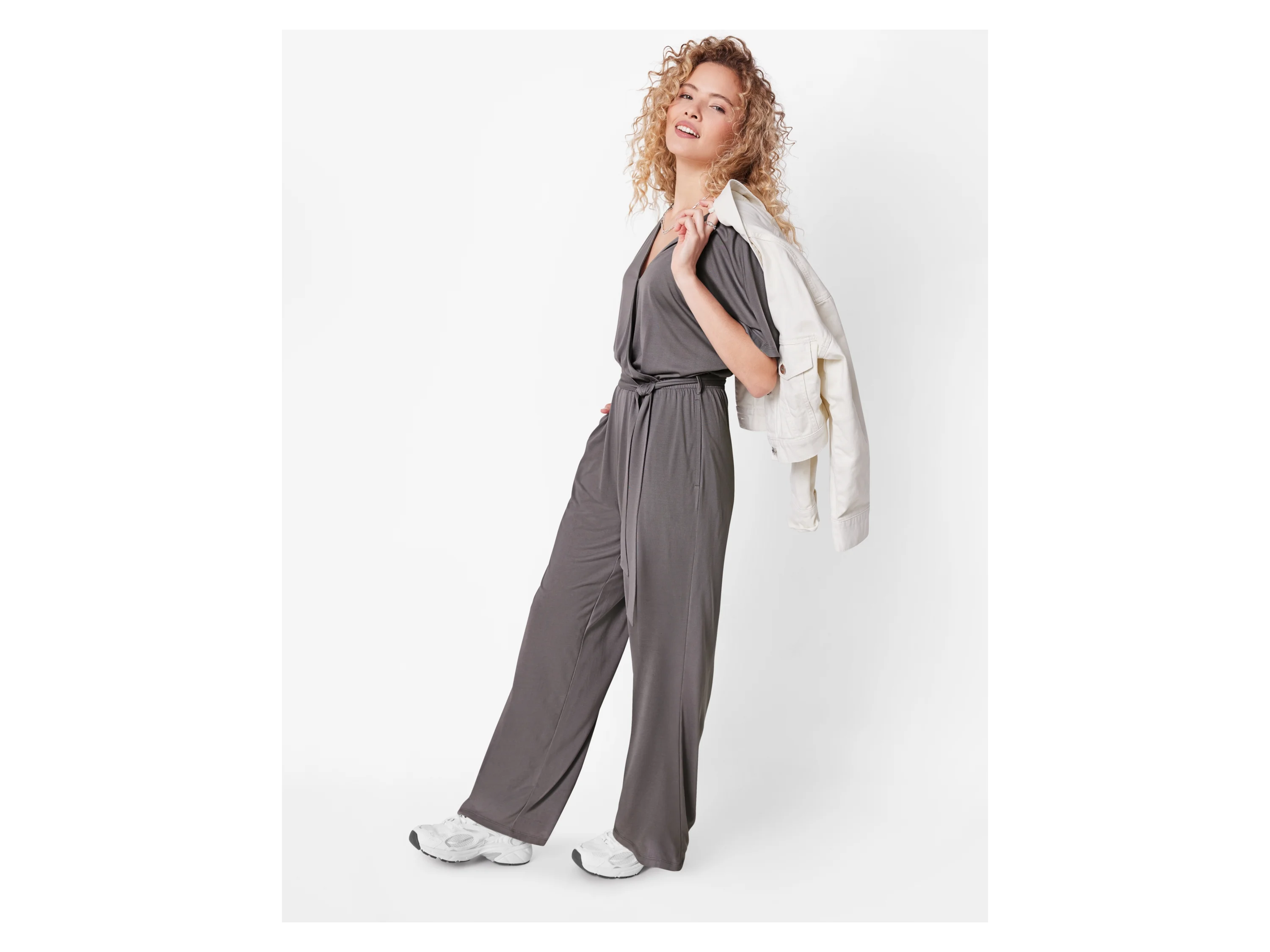 ESMARA® Damen Jumpsuit, mit seitlichen Eingrifftaschen (Grau, M(40/42)) – Bild 2 von 4
