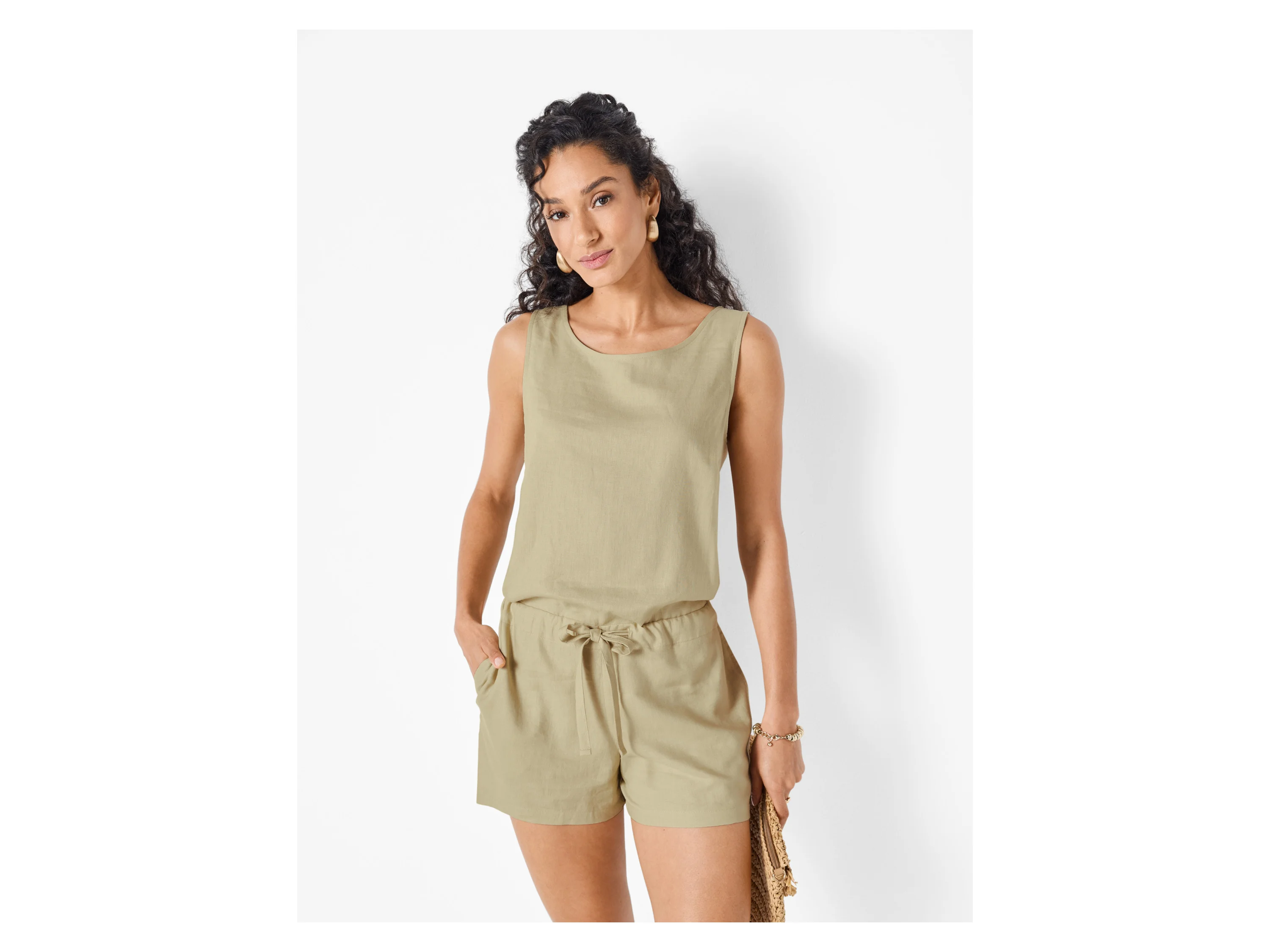 ESMARA® Damen Jumpsuit mit Leinen (Beige, 34) – Bild 2 von 3