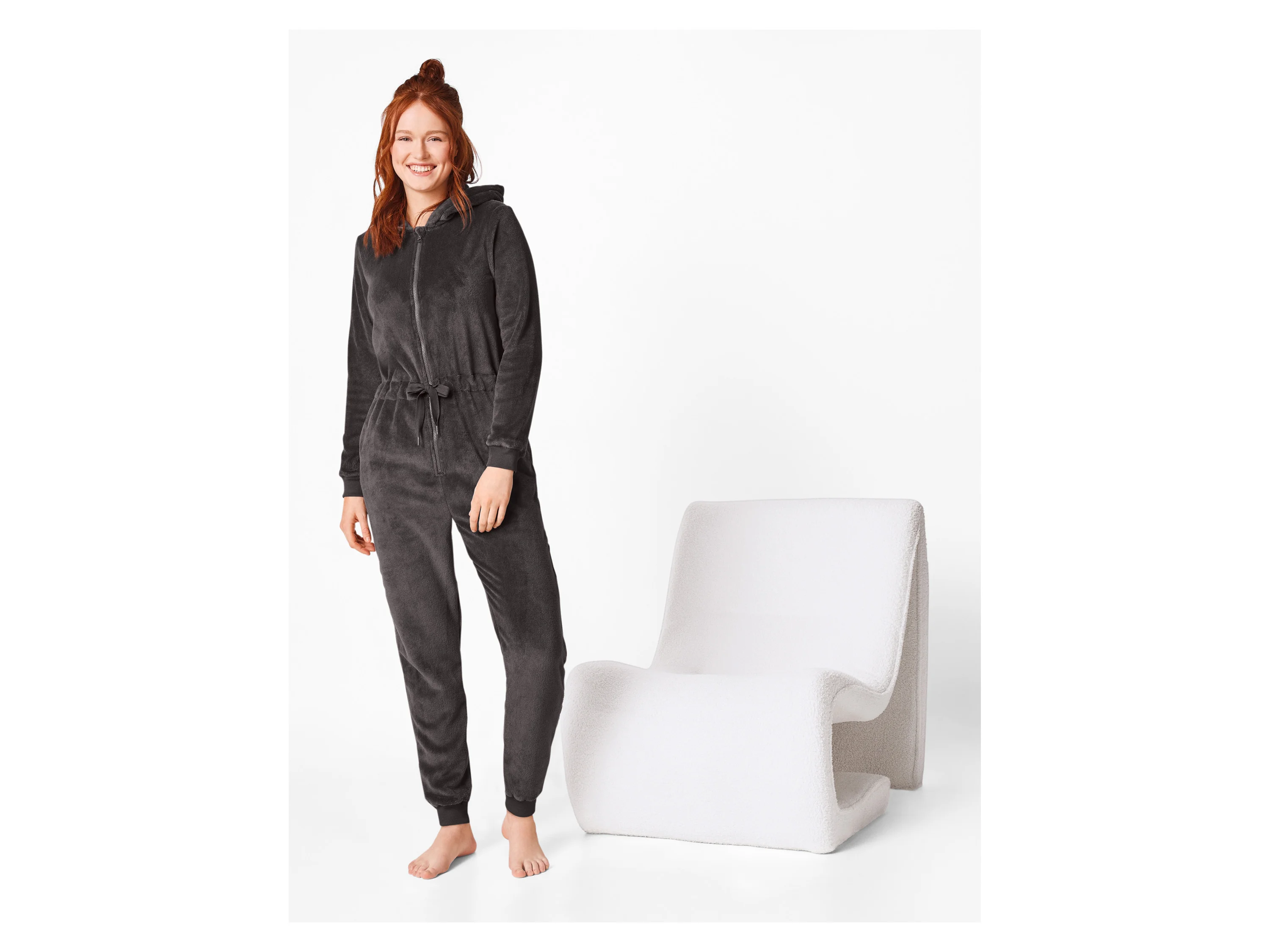 ESMARA® Damen Jumpsuit Plüsch (Dunkelgrau, L(44/46)) – Bild 2 von 4