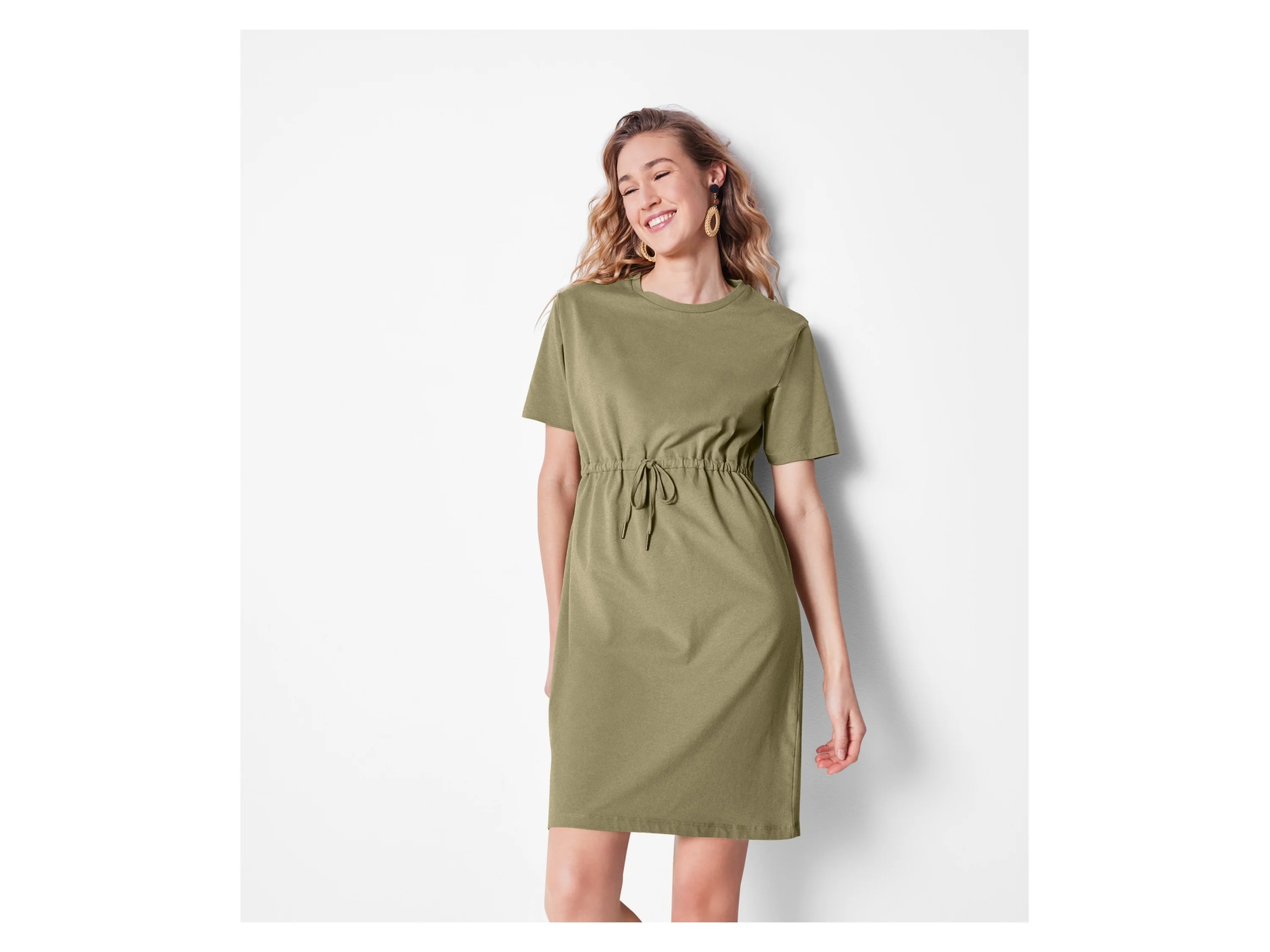 ESMARA® Damen Kleid, überschnittene Schultern (Khaki, S(36/38)) – Bild 2 von 3
