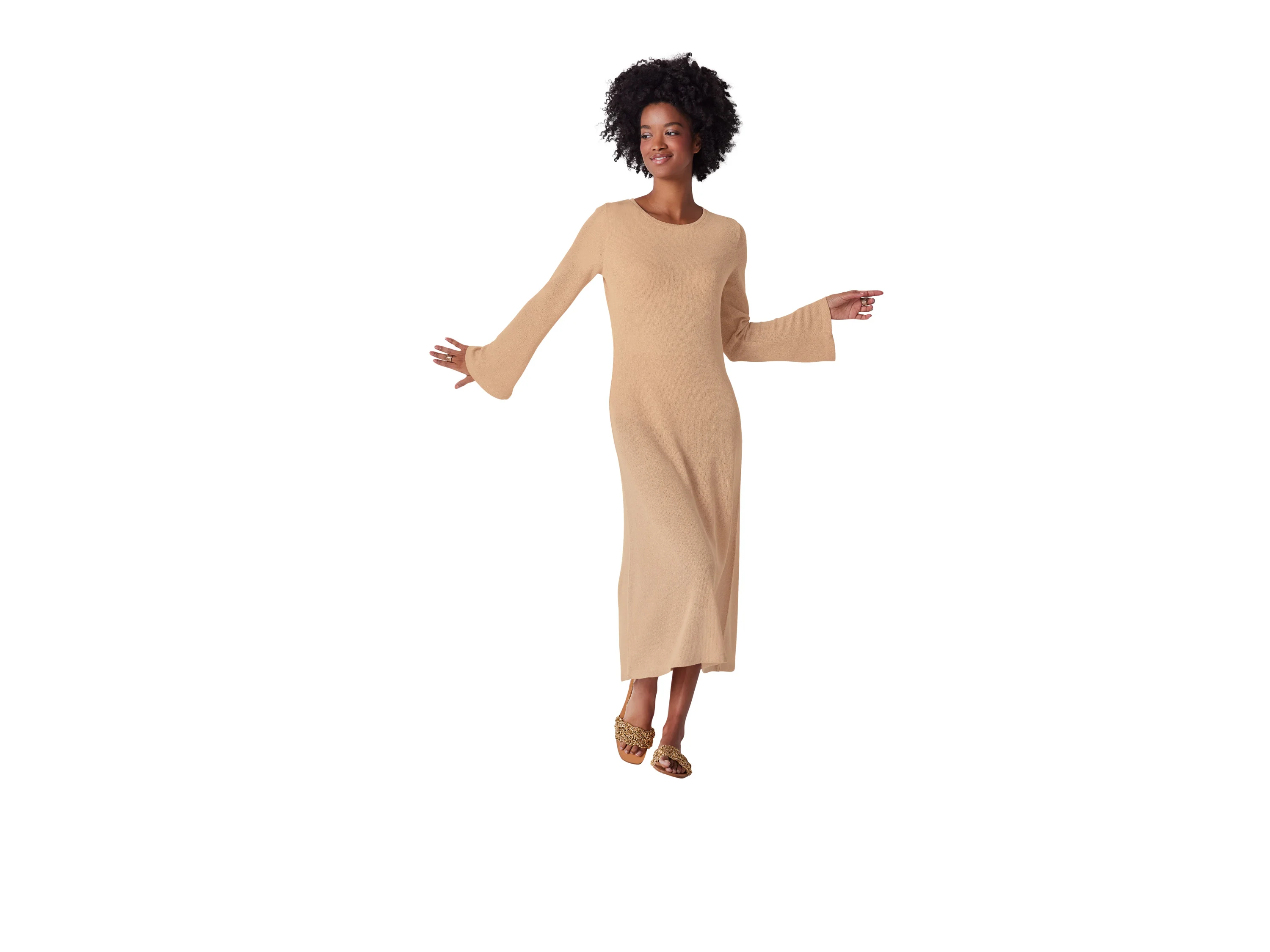 ESMARA® Damen Kleid (Beige, 42) – Bild 2 von 4