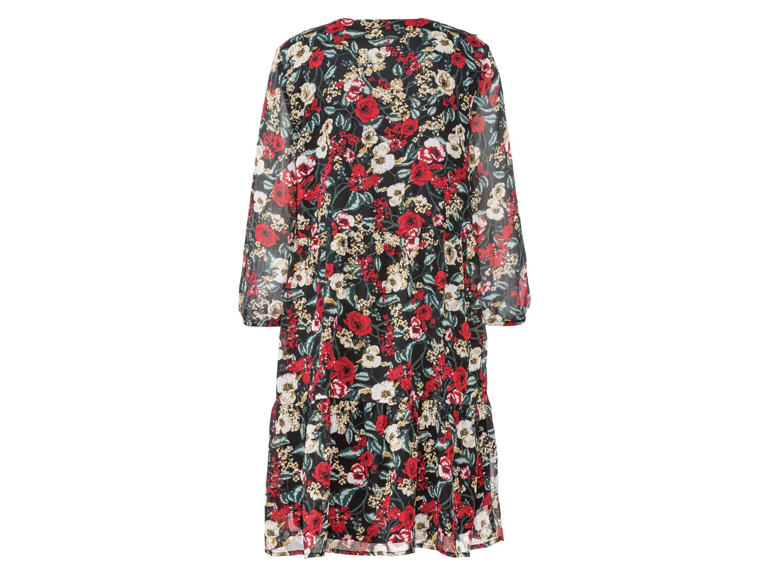 ESMARA® Damen Kleid Chiffon (Schwarz/Rot, 36) – Bild 3 von 4