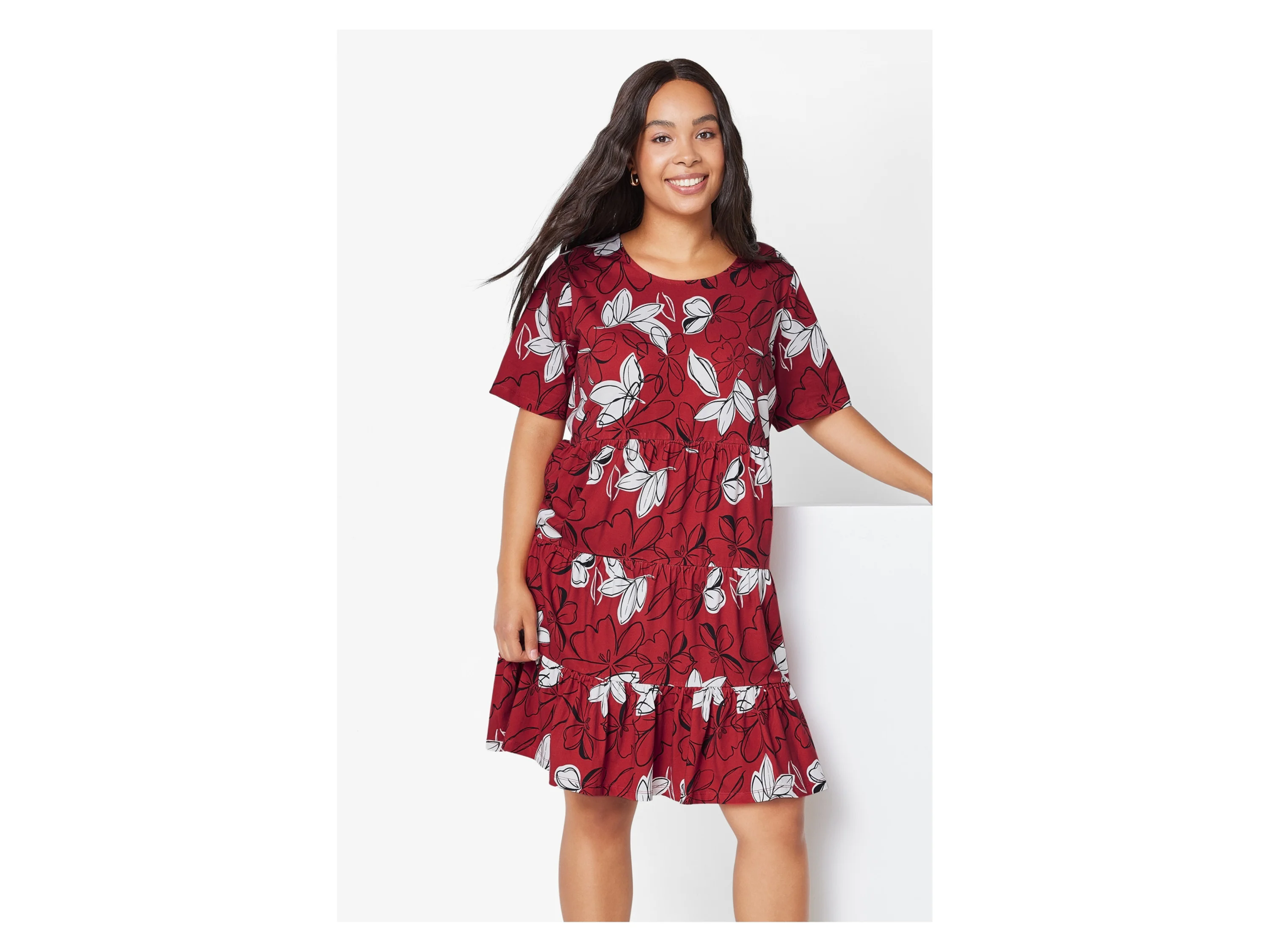 ESMARA® Damen Kleid (Gemustert/rot, XL(48/50)) – Bild 2 von 3