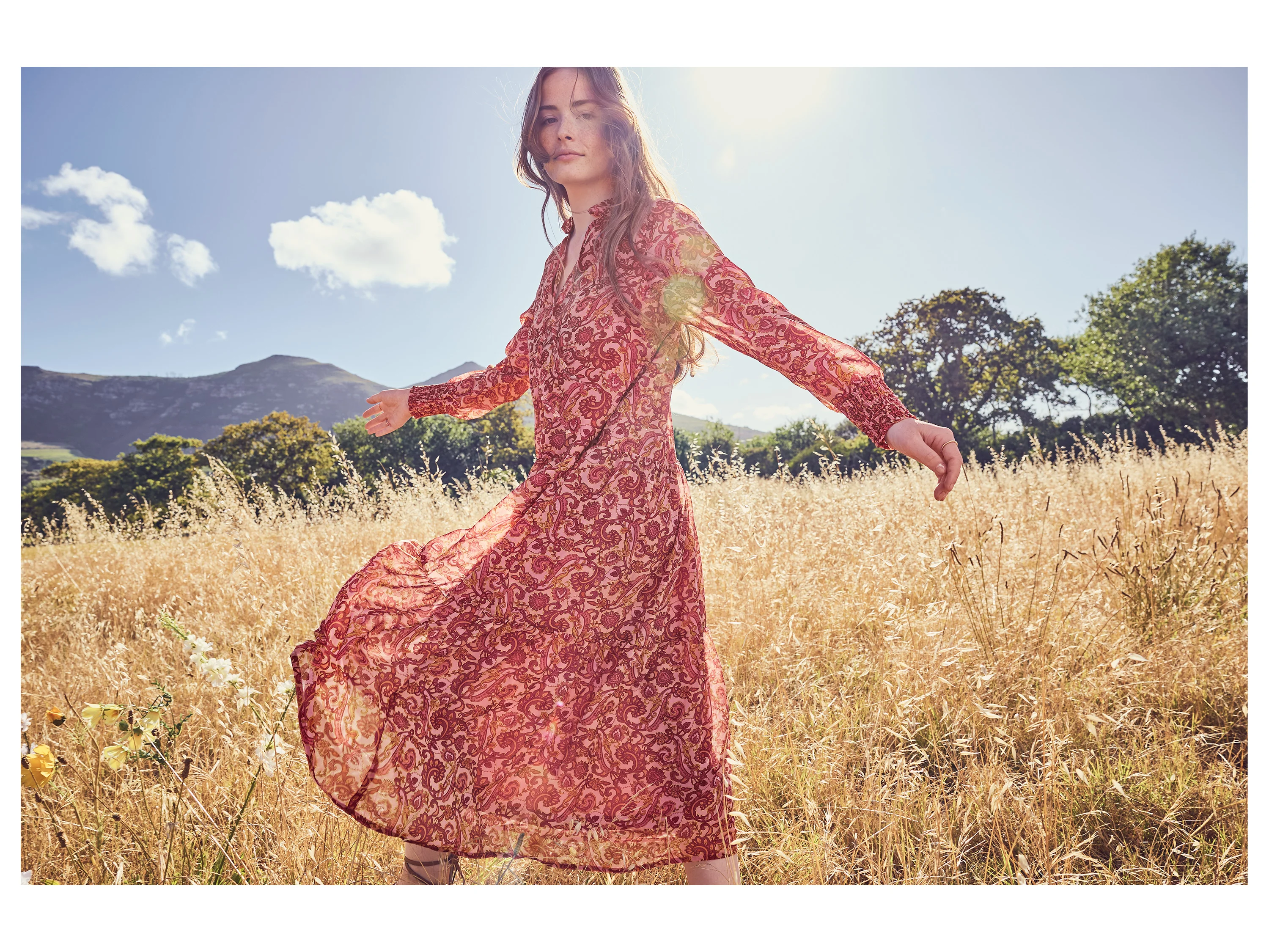 ESMARA® Damen Kleid Maxi (Paisley/beere, 36) – Bild 2 von 4