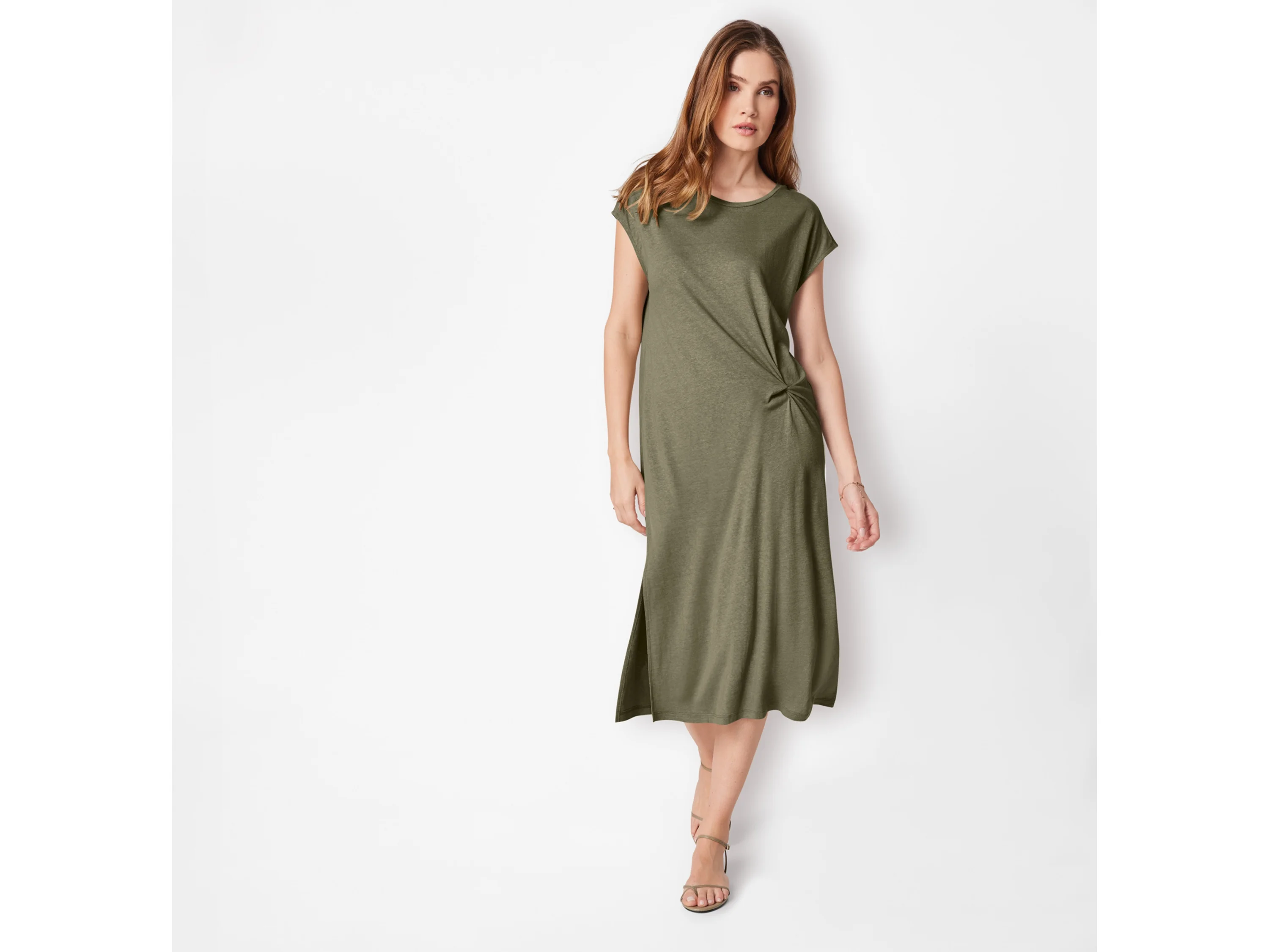 ESMARA® Damen Kleid Midi (Khaki, M(40/42)) – Bild 2 von 4