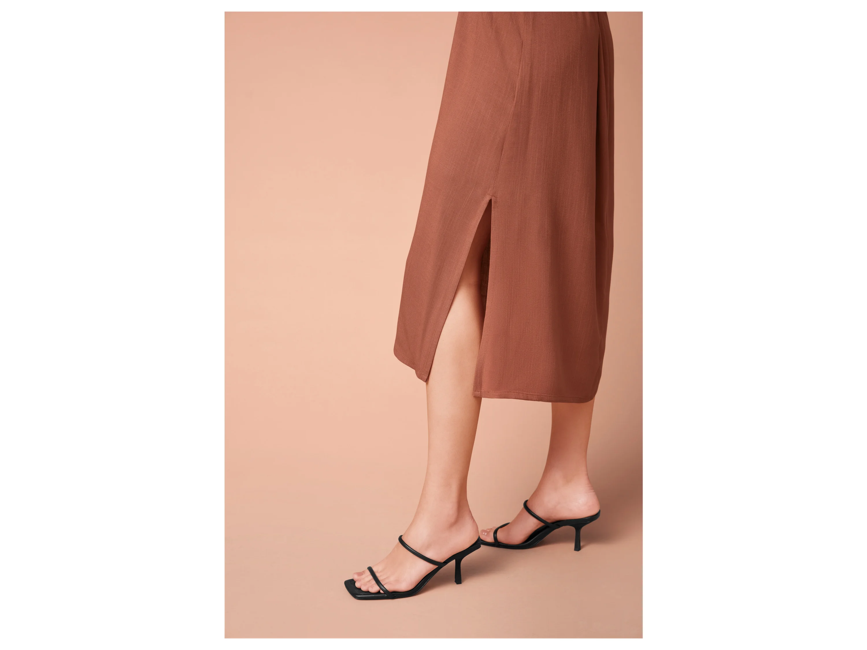 ESMARA® Damen Kleid Midi (terracotta, 38) – Bild 4 von 4
