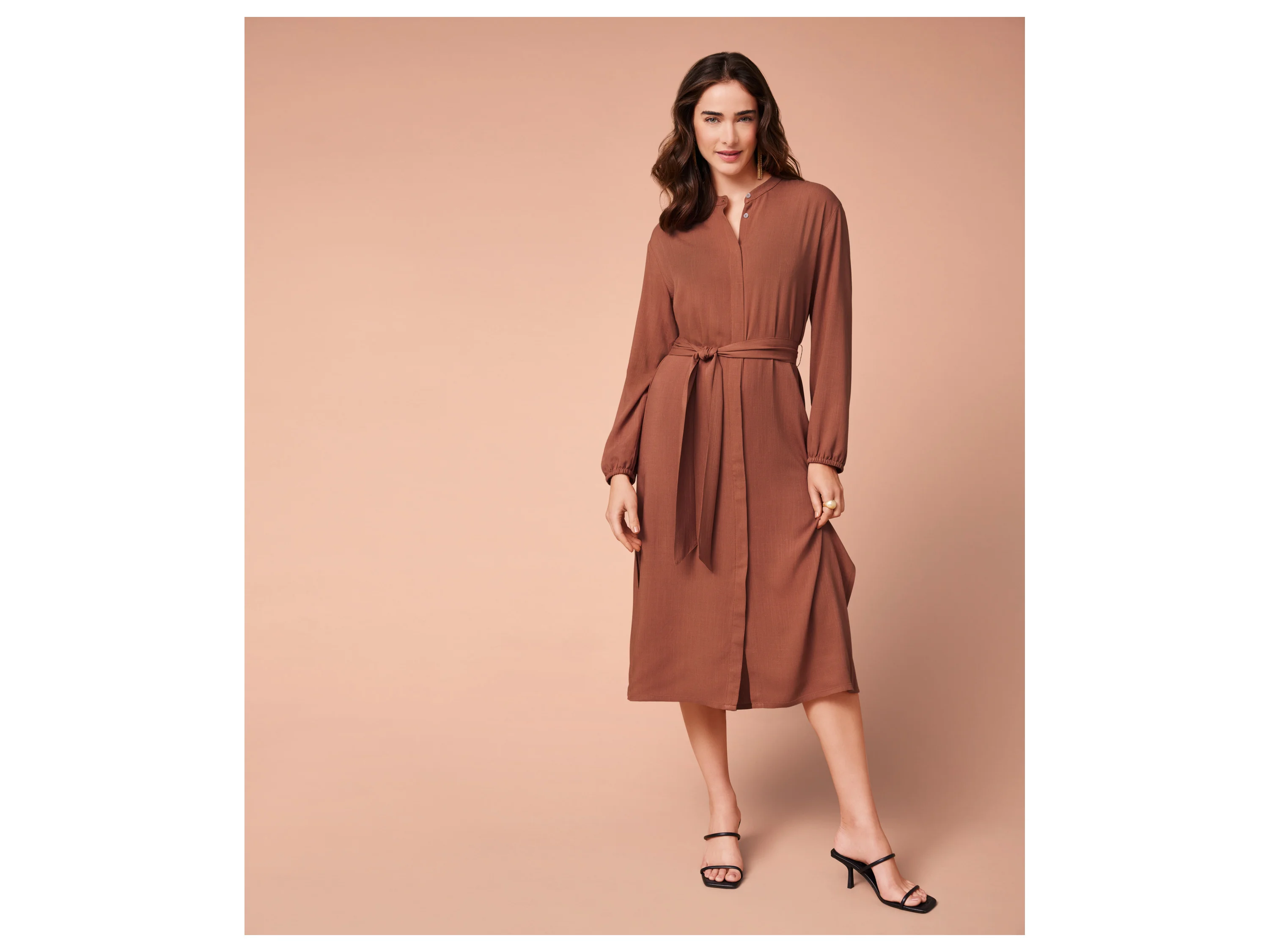 ESMARA® Damen Kleid Midi (terracotta, 40) – Bild 2 von 4