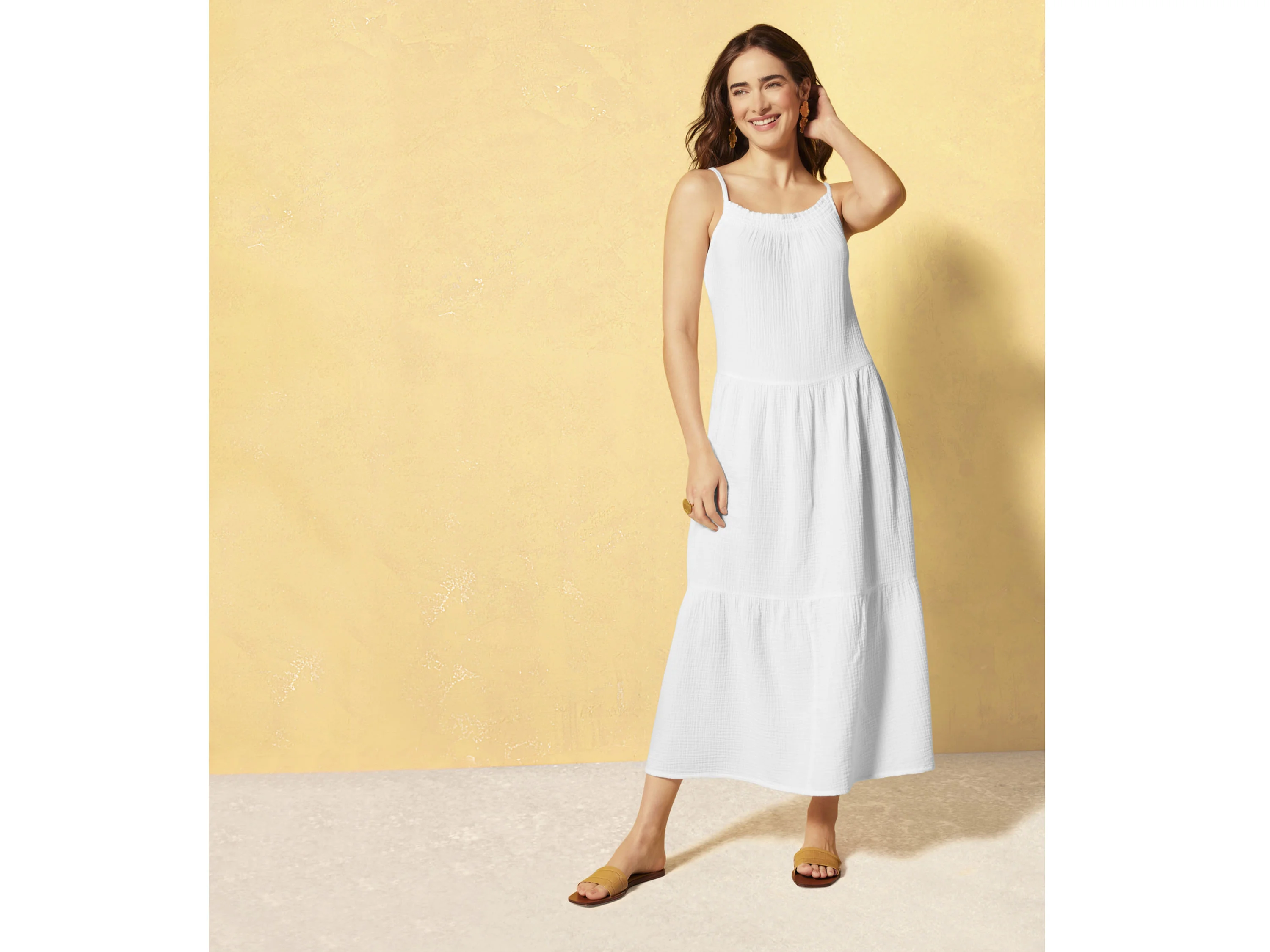 ESMARA® Damen Kleid Midi (Weiß, 42) – Bild 2 von 4