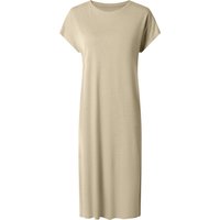 ESMARA® Damen Kleid mit Leinen (Beige, L (44/46))