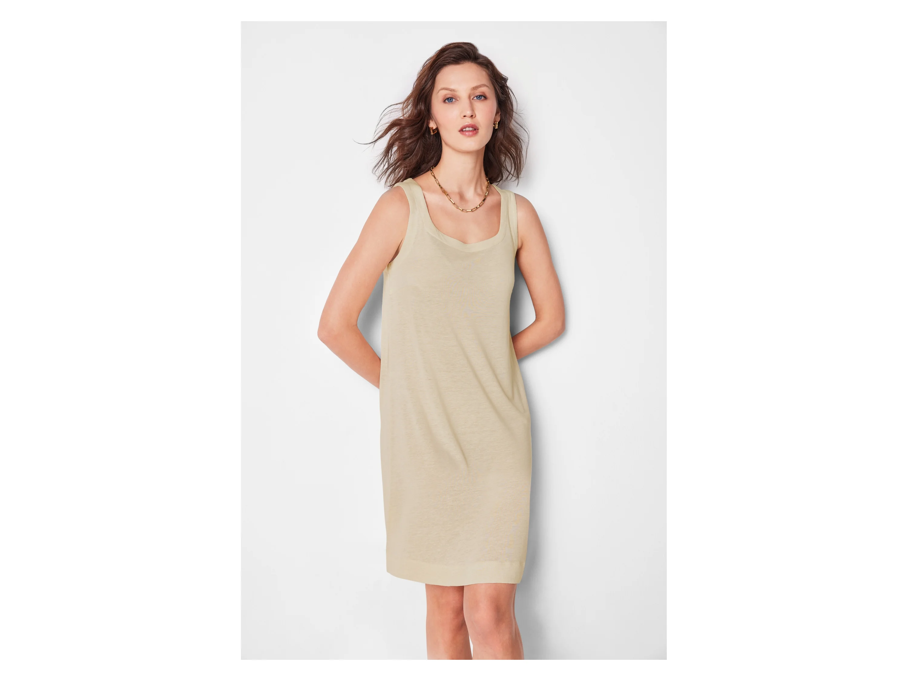 ESMARA® Damen Kleid mit Leinen (Beige, XS(32/34)) – Bild 2 von 3