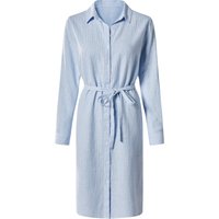 ESMARA® Damen Kleid mit Leinen (Blau/Weiß, XS (32/34))