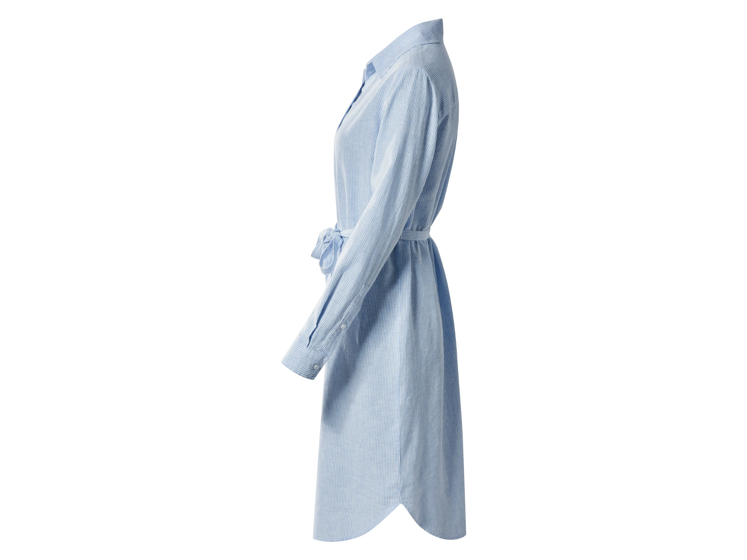 ESMARA® Damen Kleid mit Leinen (Blau/Weiß, XS (32/34)) – Bild 4 von 4