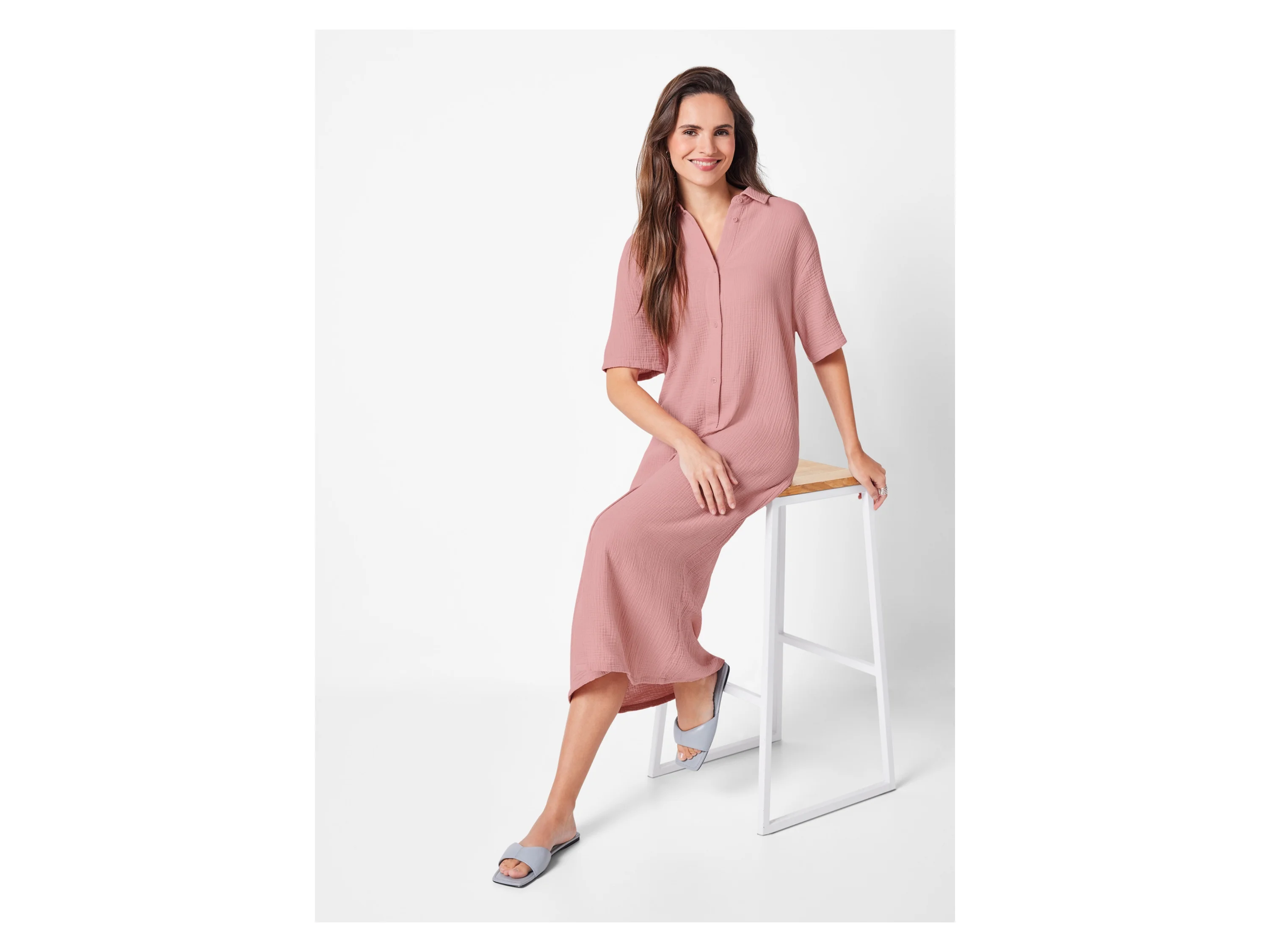 ESMARA® Damen Kleid Musselin (Rosa, S(36/38)) – Bild 2 von 4