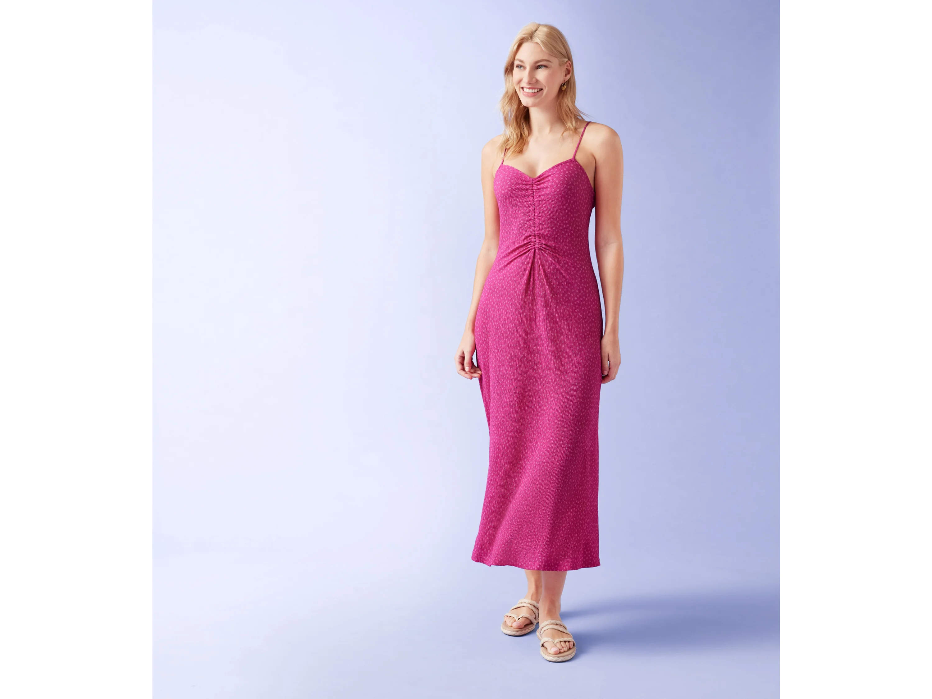 ESMARA® Damen Kleid Plissee (pink gemustert, M(40/42)) – Bild 2 von 4