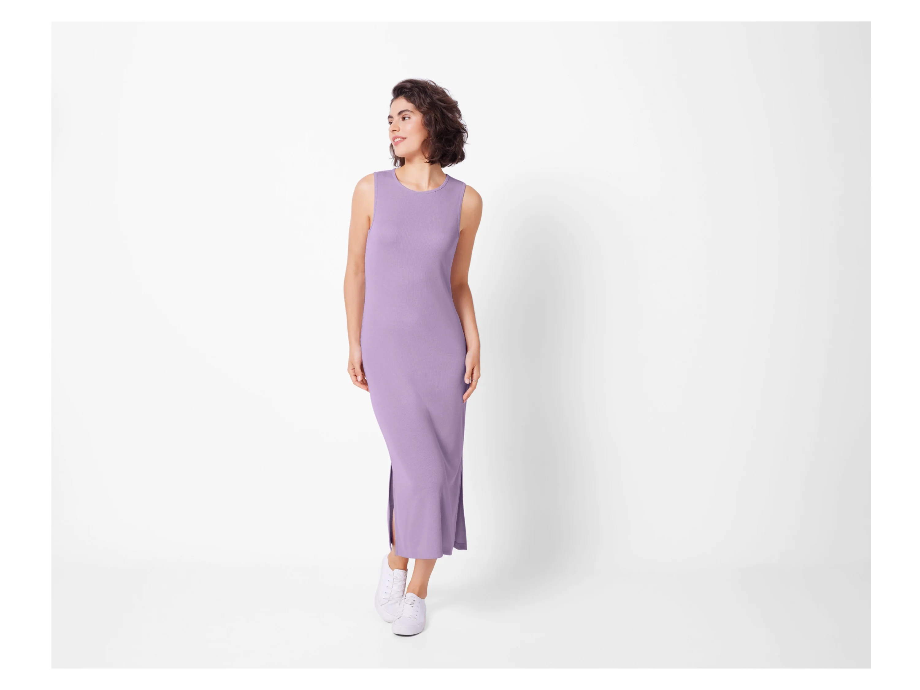 ESMARA® Damen Kleid Rippe Midi (Lila, XS(32/34)) – Bild 2 von 4