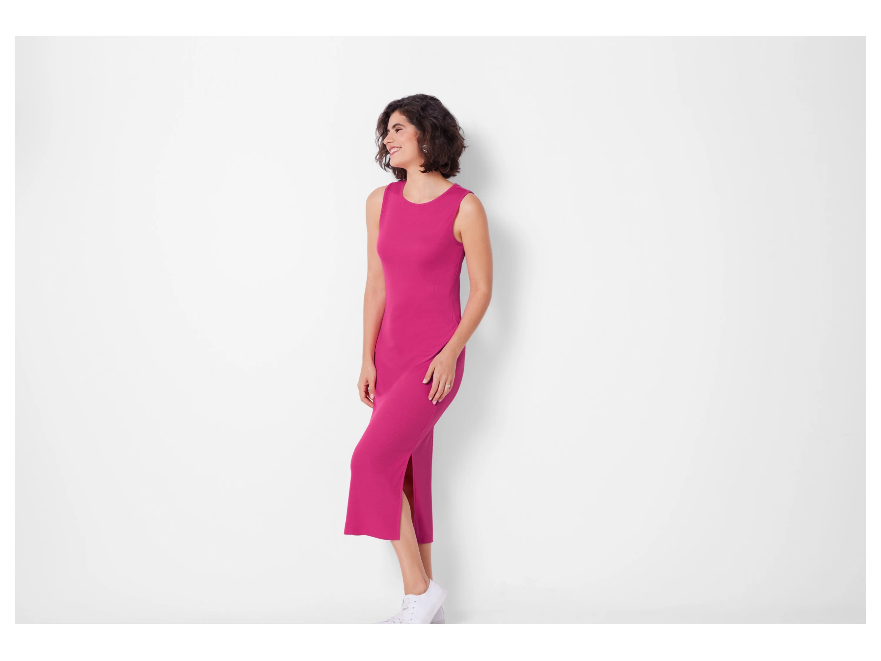 ESMARA® Damen Kleid Rippe Midi (Pink, S(36/38)) – Bild 2 von 4