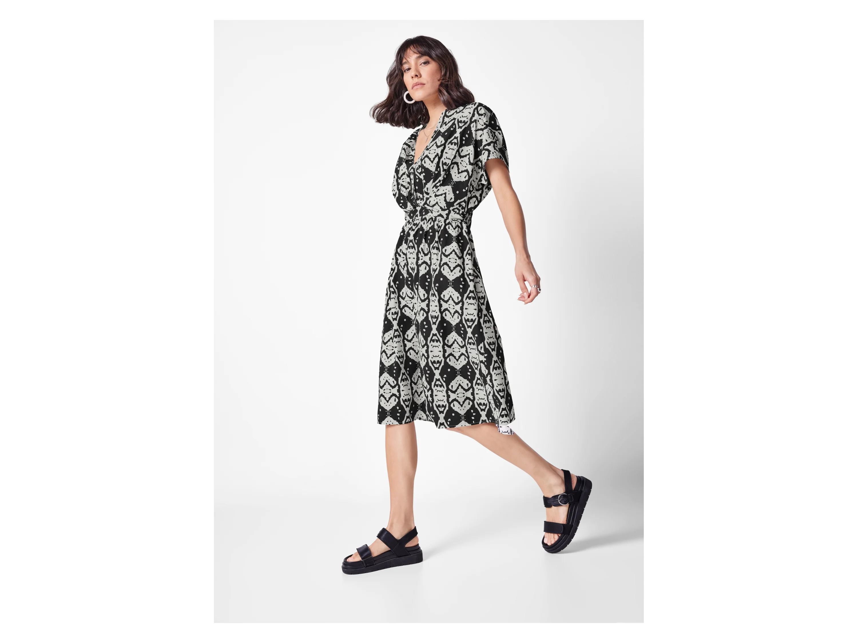 ESMARA® Damen Kleid (Schwarz/weiß, 40) – Bild 2 von 3