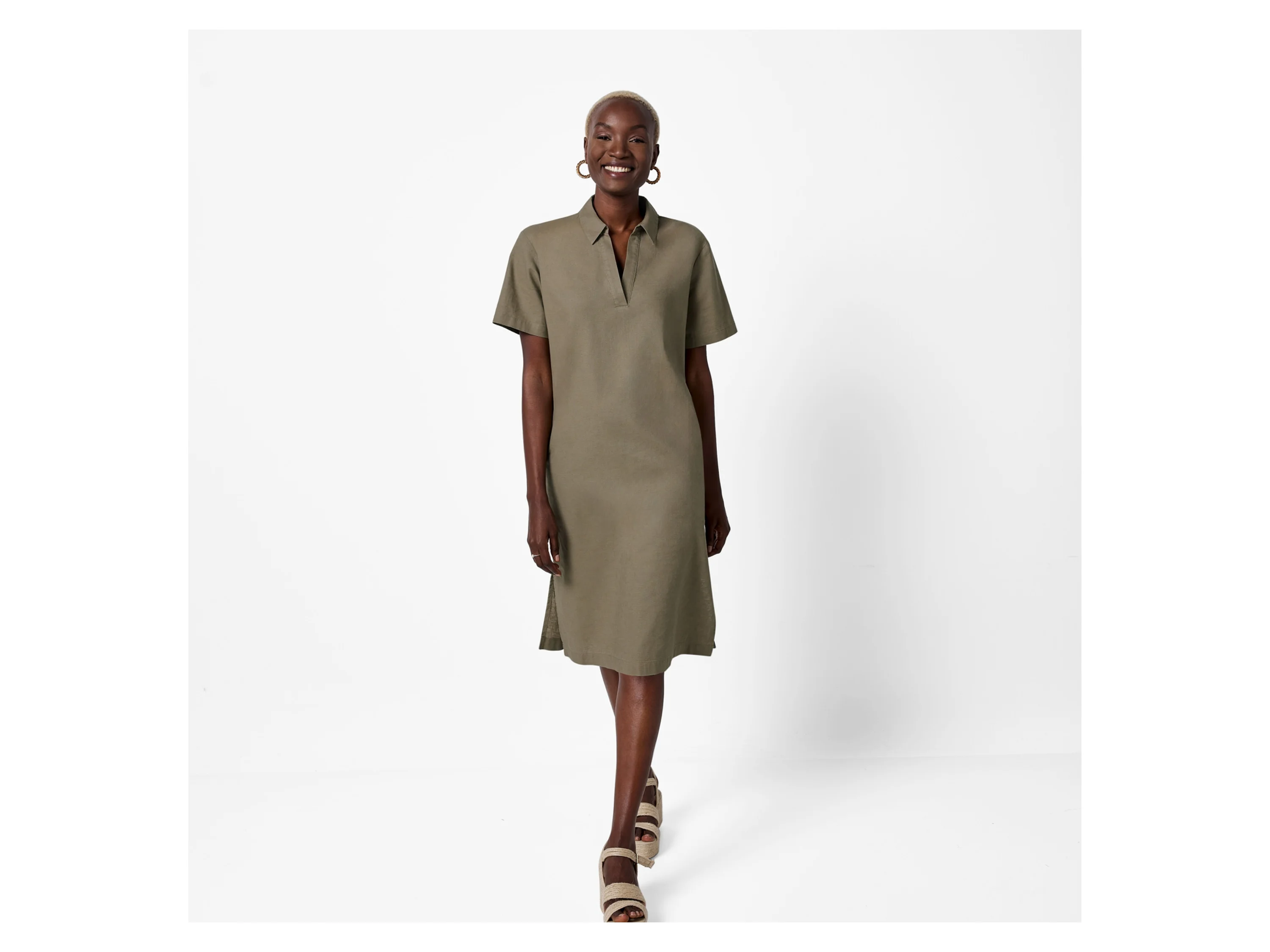 ESMARA® Damen Kleid (Taupe, 44) – Bild 2 von 4