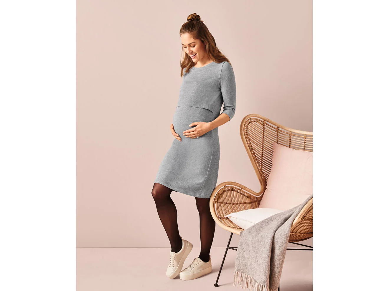 ESMARA® Damen Kleid Umstand (Grau, XS (32/34)) – Bild 2 von 3