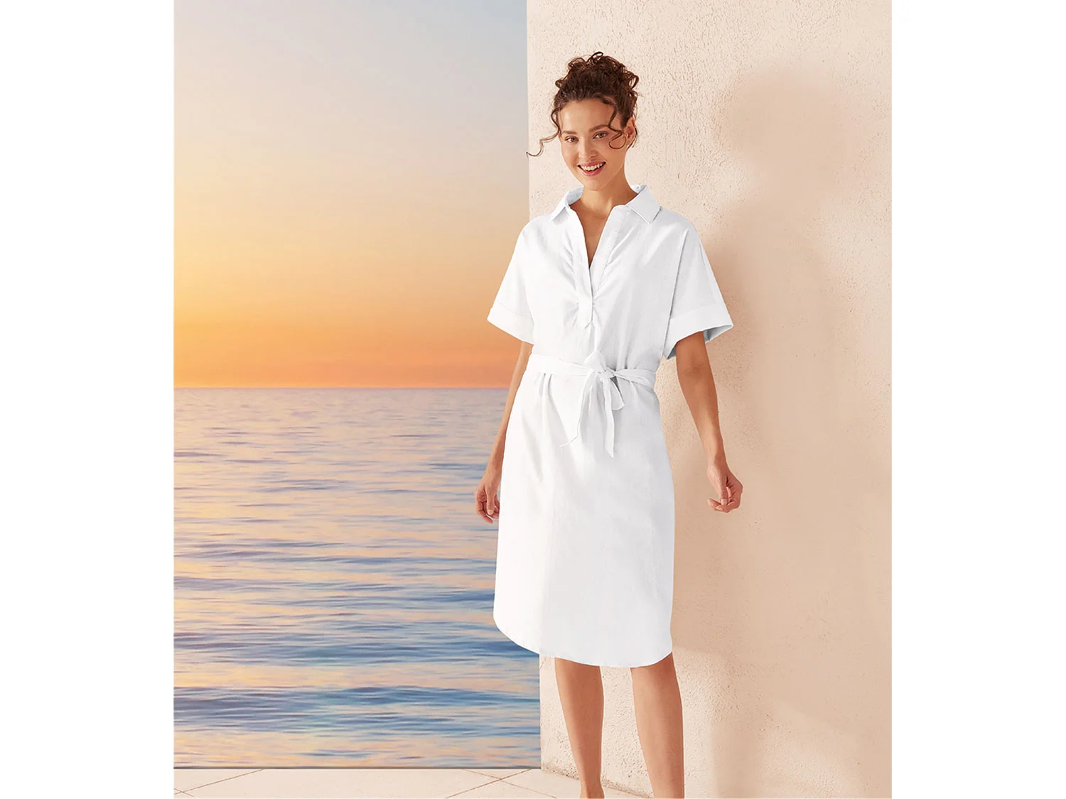 ESMARA® Damen Kleid (Weiß, 34) – Bild 2 von 4