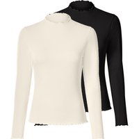 ESMARA® Damen Langarmshirt, 2 Stück (Schwarz/weiß, L(44/46))