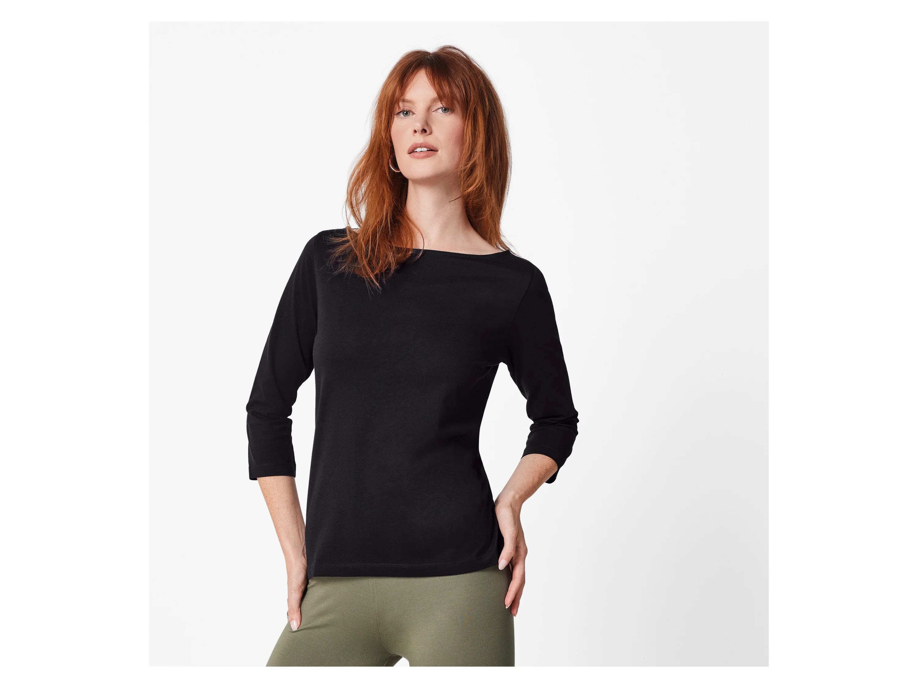 ESMARA® Damen Langarmshirt 3/4 Arm, 2 Stück (Schwarz/weiß, S(36/38)) – Bild 3 von 4