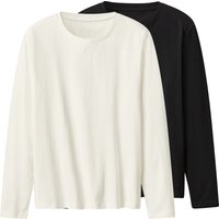 ESMARA® Damen Langarmshirt, 2 Stück (Schwarz/weiß, L(44/46))