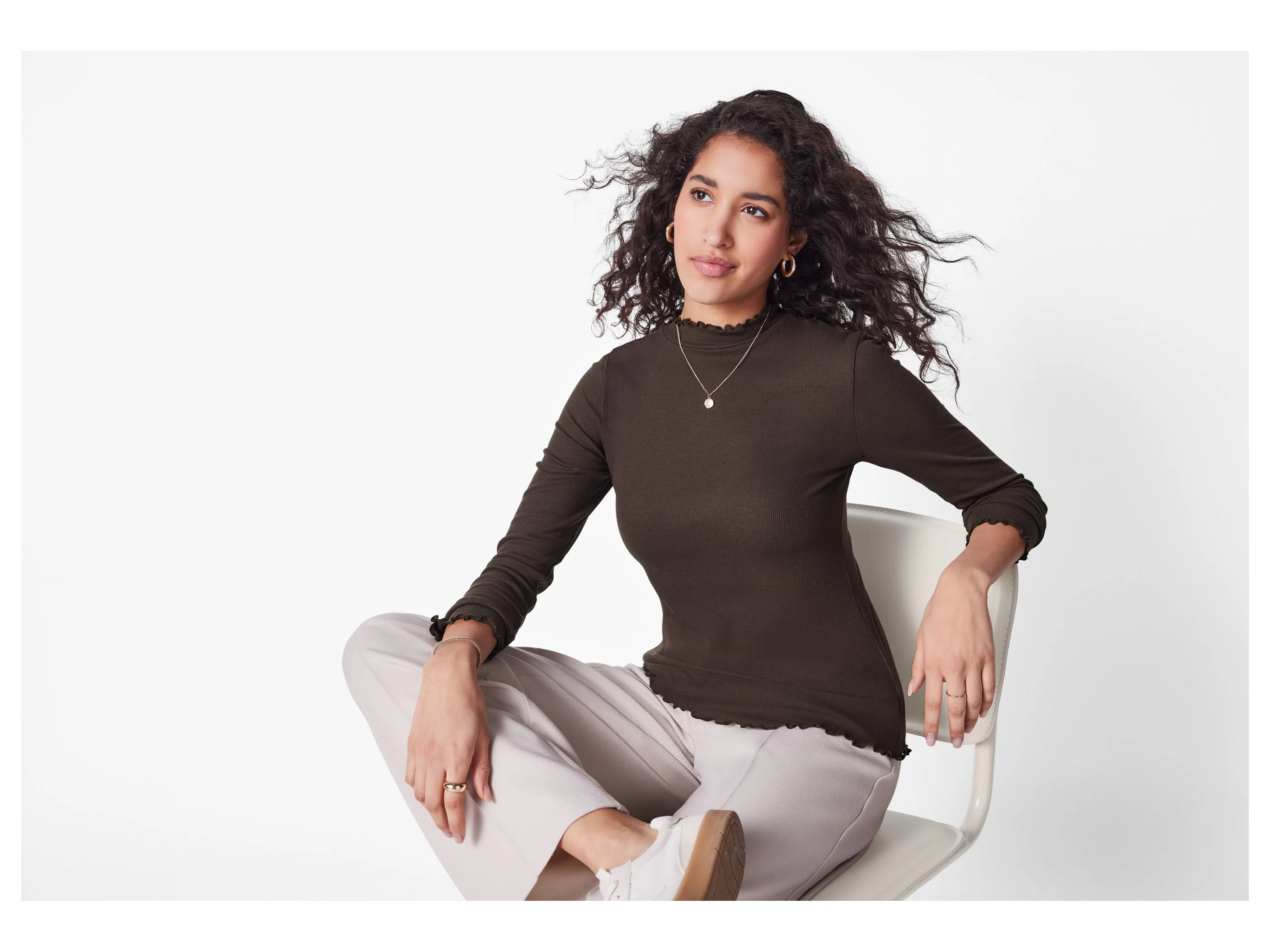 ESMARA® Damen Langarmshirt (Braun, XS(32/34)) – Bild 2 von 4