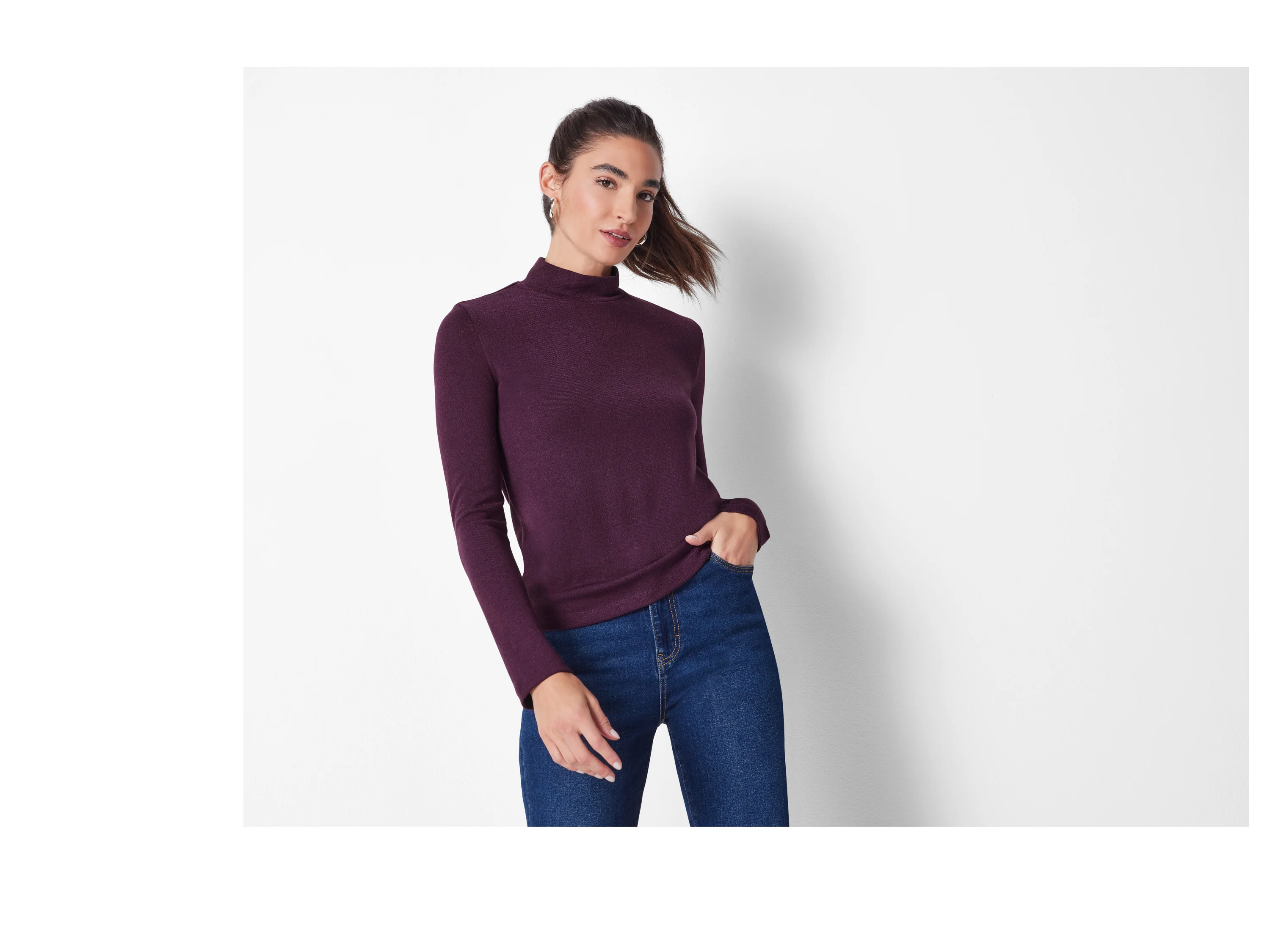 ESMARA® Damen Langarmshirt (Burgunder, S(36/38)) – Bild 2 von 4