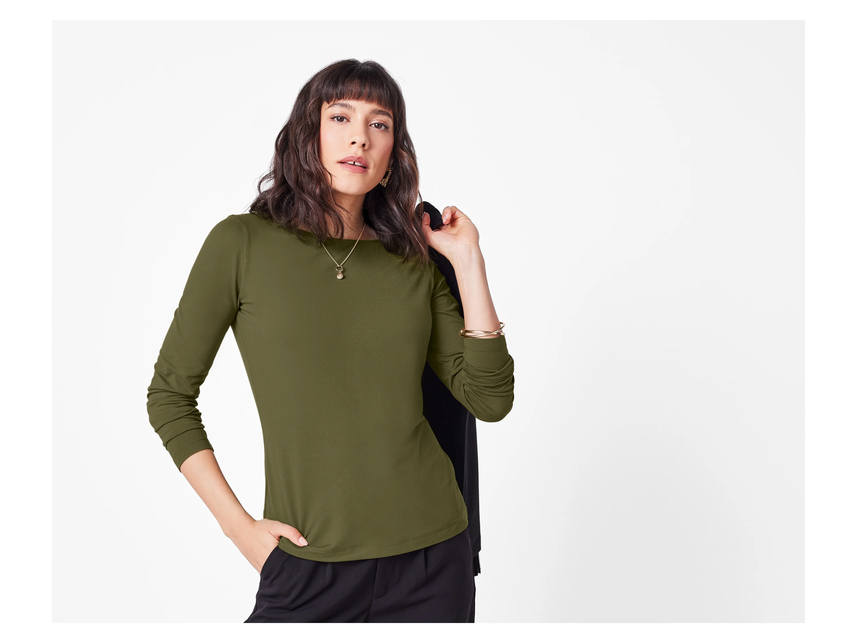 ESMARA® Damen Langarmshirt (Grün, XS(32/34)) – Bild 2 von 3